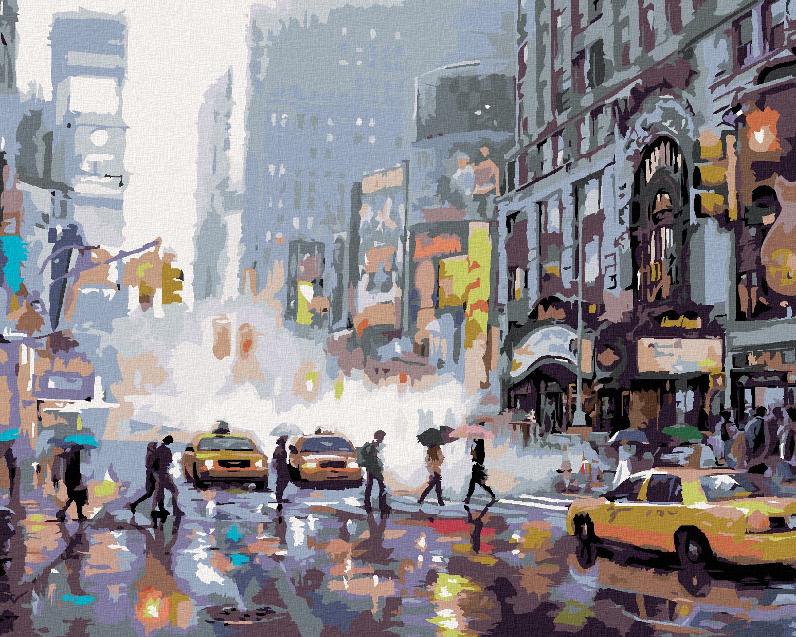 zuty Malování podle čísel - RUŠNÁ ULICE V NEW YORKU (RICHARD MACNEIL) - Rozměr: 40x50 cm, Rámování: Varianta: vypnuté plátno na rám - obrázek 1