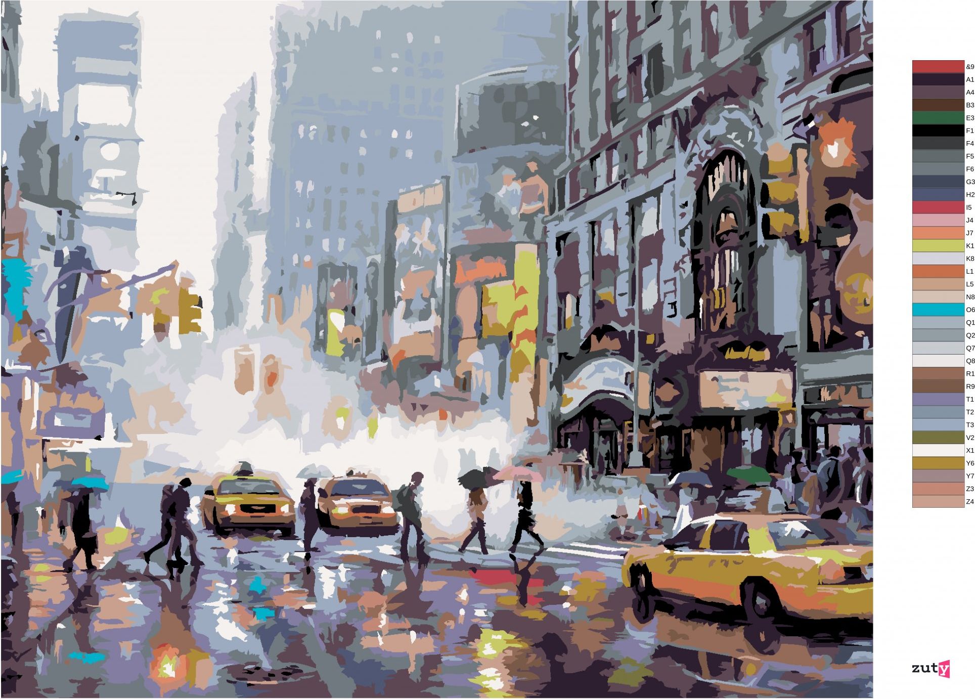 zuty Malování podle čísel - RUŠNÁ ULICE V NEW YORKU (RICHARD MACNEIL) - Rozměr: 40x50 cm, Rámování: Varianta: vypnuté plátno na rám - obrázek 7
