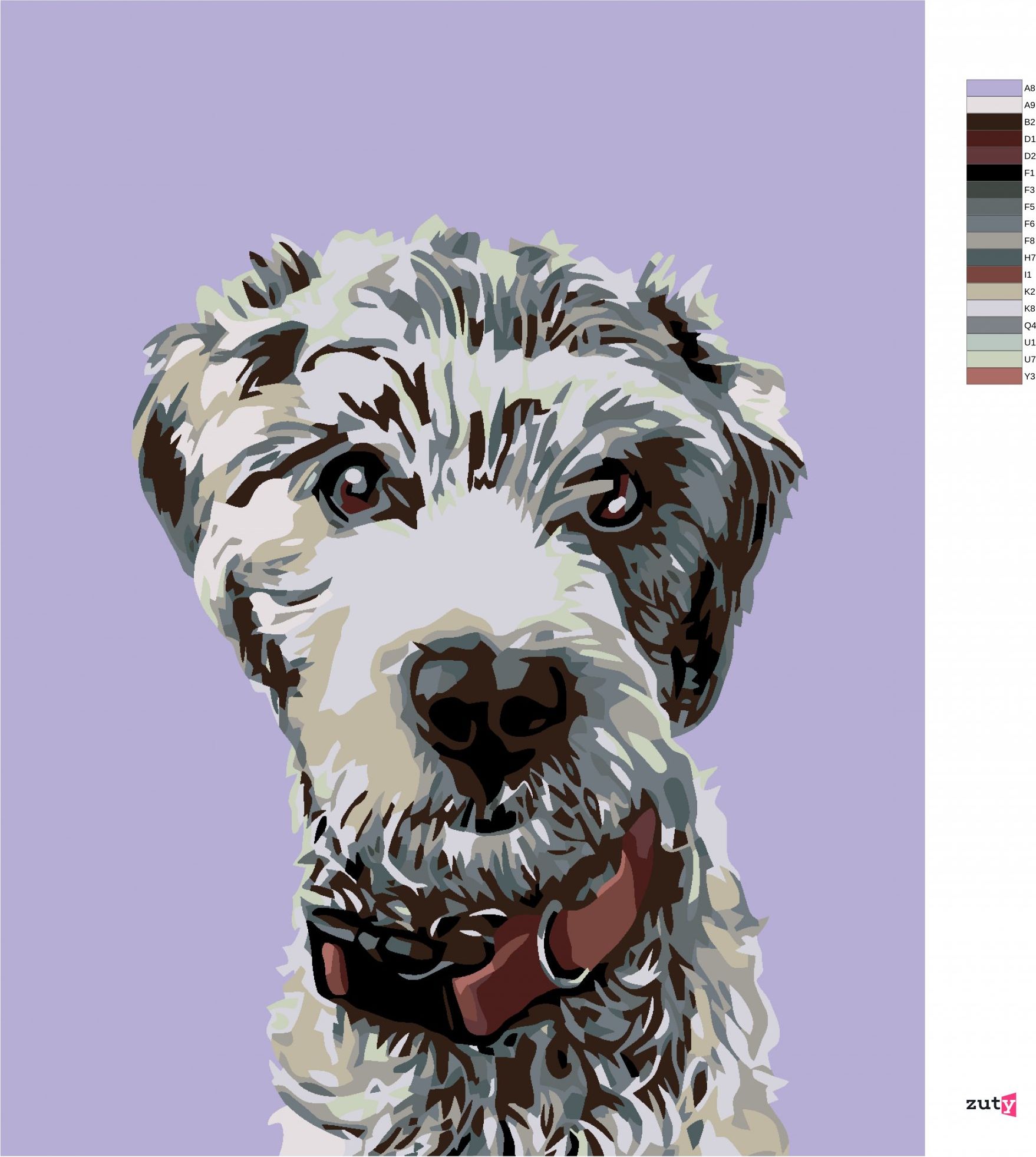 zuty Malování podle čísel - CHLUPÁČ S ČERVENÝM OBOJKEM - Rozměr: 40x50 cm, Rámování: Varianta: bez rámu a bez vypnutí plátna - obrázek 4