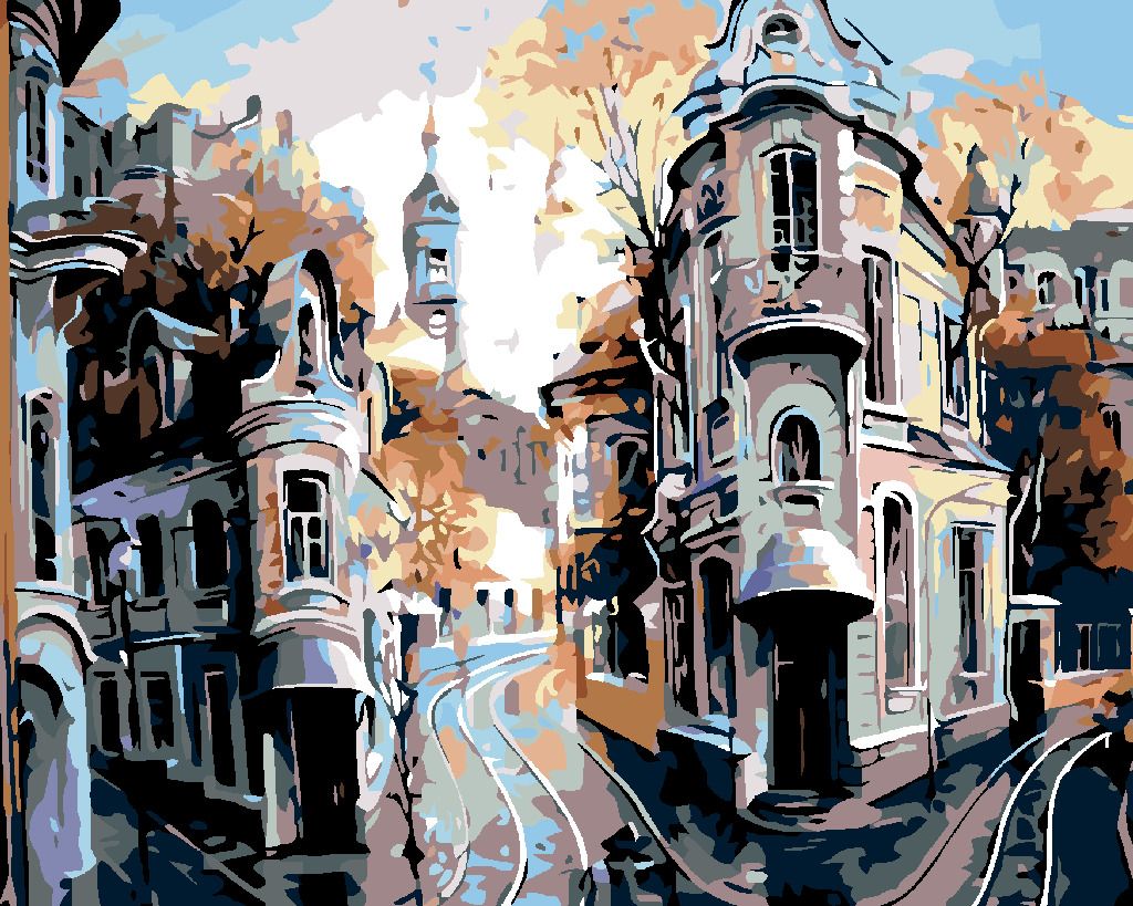 zuty Malování podle čísel - ROHOVÉ DOMY - Rozměr: 40x50 cm, Rámování: Varianta: bez rámu a bez vypnutí plátna - obrázek 2