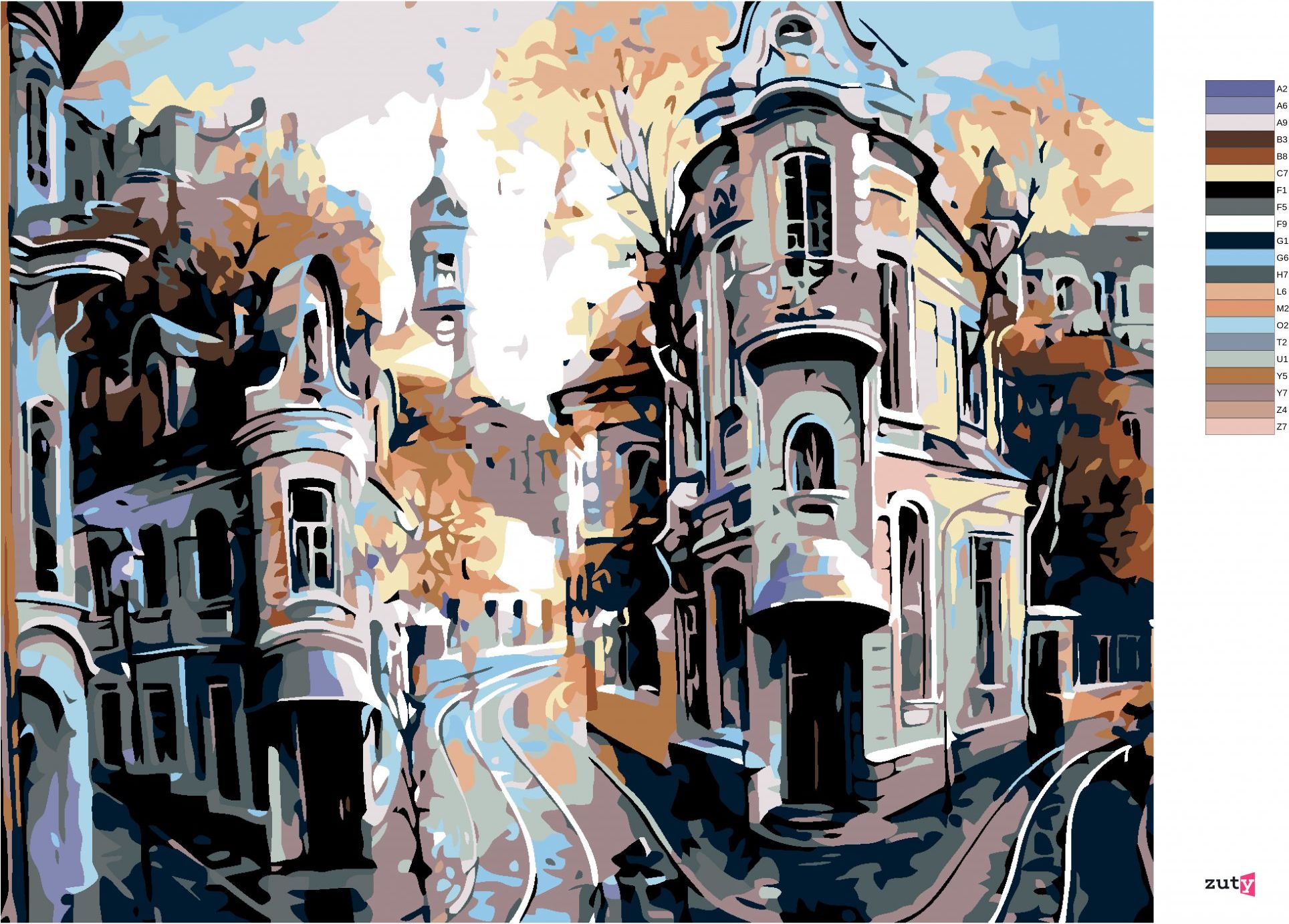 zuty Malování podle čísel - ROHOVÉ DOMY - Rozměr: 40x50 cm, Rámování: Varianta: bez rámu a bez vypnutí plátna - obrázek 7