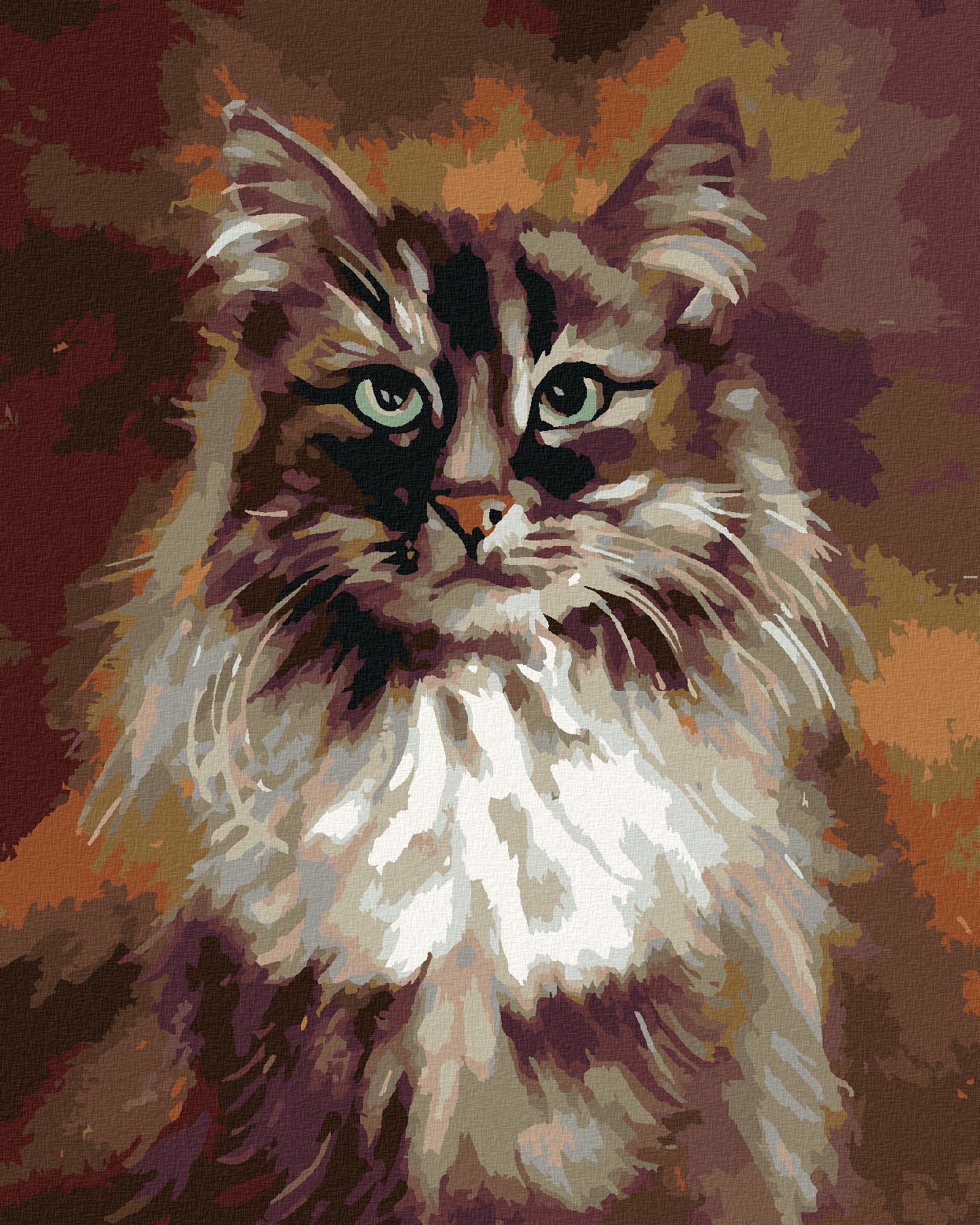 zuty Malování podle čísel - KOČKA NA HNĚDÉM POZADÍ - Rozměr: 40x50 cm, Rámování: Varianta: bez rámu a bez vypnutí plátna - obrázek 1