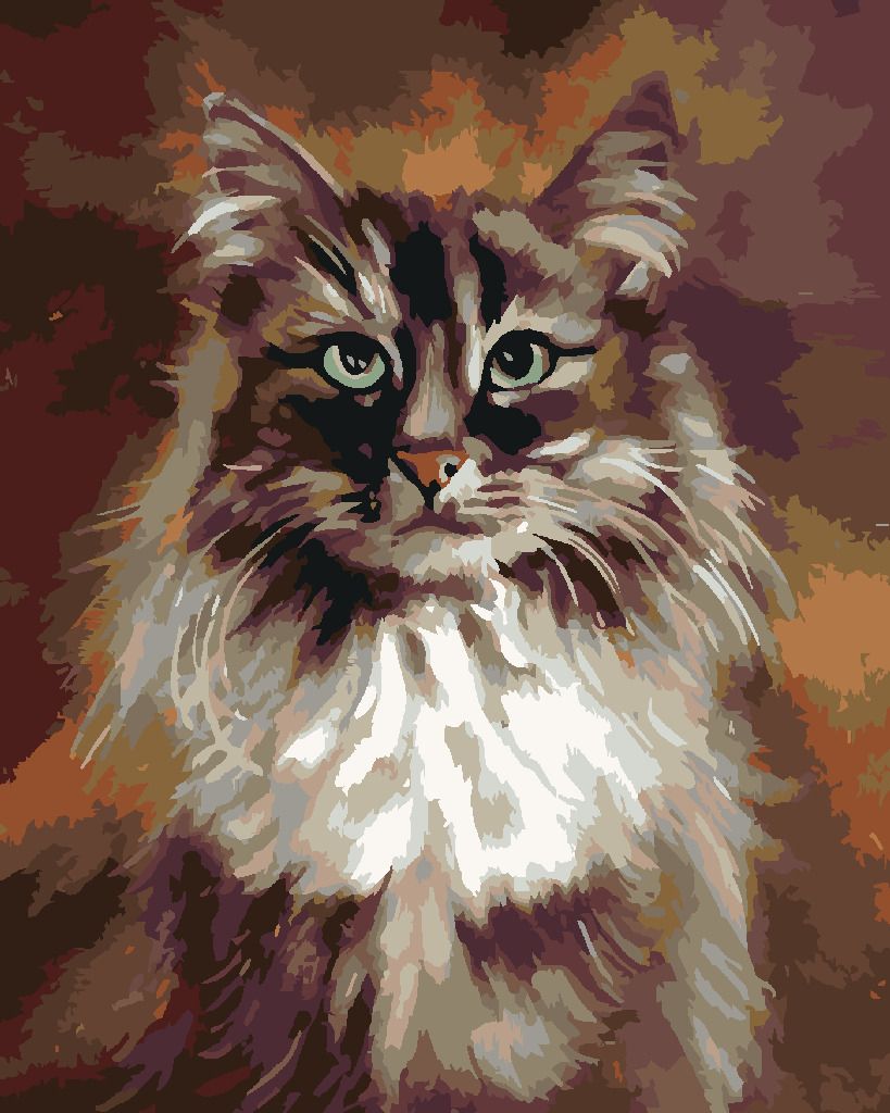 zuty Malování podle čísel - KOČKA NA HNĚDÉM POZADÍ - Rozměr: 40x50 cm, Rámování: Varianta: vypnuté plátno na rám - obrázek 4
