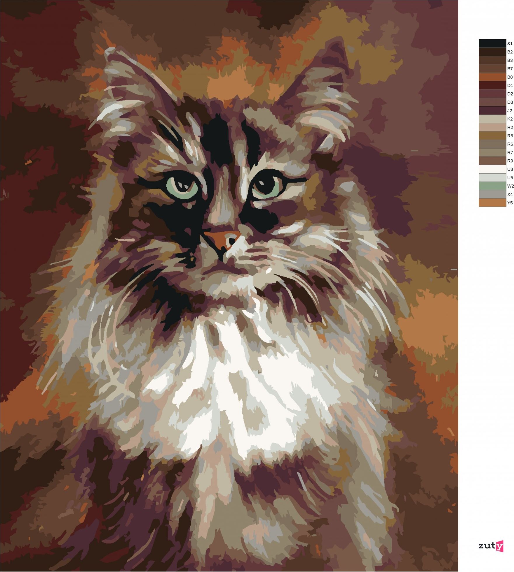 zuty Malování podle čísel - KOČKA NA HNĚDÉM POZADÍ - Rozměr: 40x50 cm, Rámování: Varianta: vypnuté plátno na rám - obrázek 9