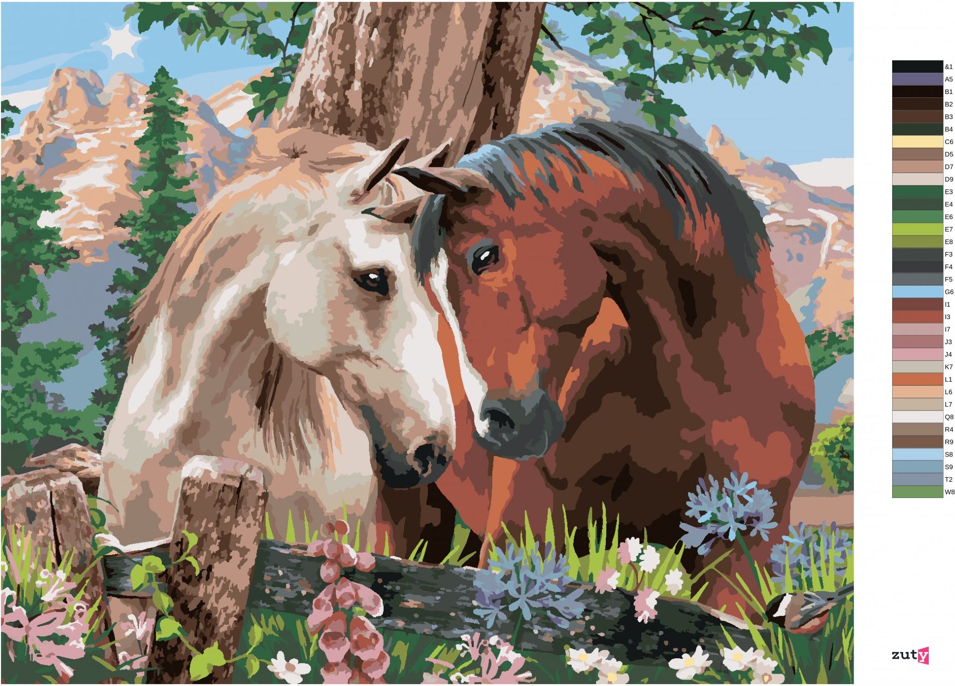 zuty Malování podle čísel - KDYŽ SE ZAMILUJE KŮŇ (HOWARD ROBINSON) - Rozměr: 40x50 cm, Rámování: Varianta: bez rámu a bez vypnutí plátna - obrázek 3