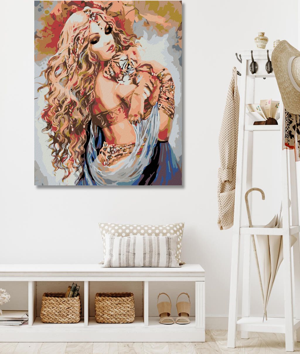 zuty Malování podle čísel - KRÁSNÁ ŽENA A TYGŘÍ MLÁDĚ - Rozměr: 40x50 cm, Rámování: Varianta: bez rámu a bez vypnutí plátna - obrázek 2