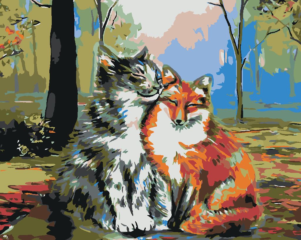 zuty Malování podle čísel - KOCOUR S LIŠTIČKOU - Rozměr: 40x50 cm, Rámování: Varianta: vypnuté plátno na rám - obrázek 5