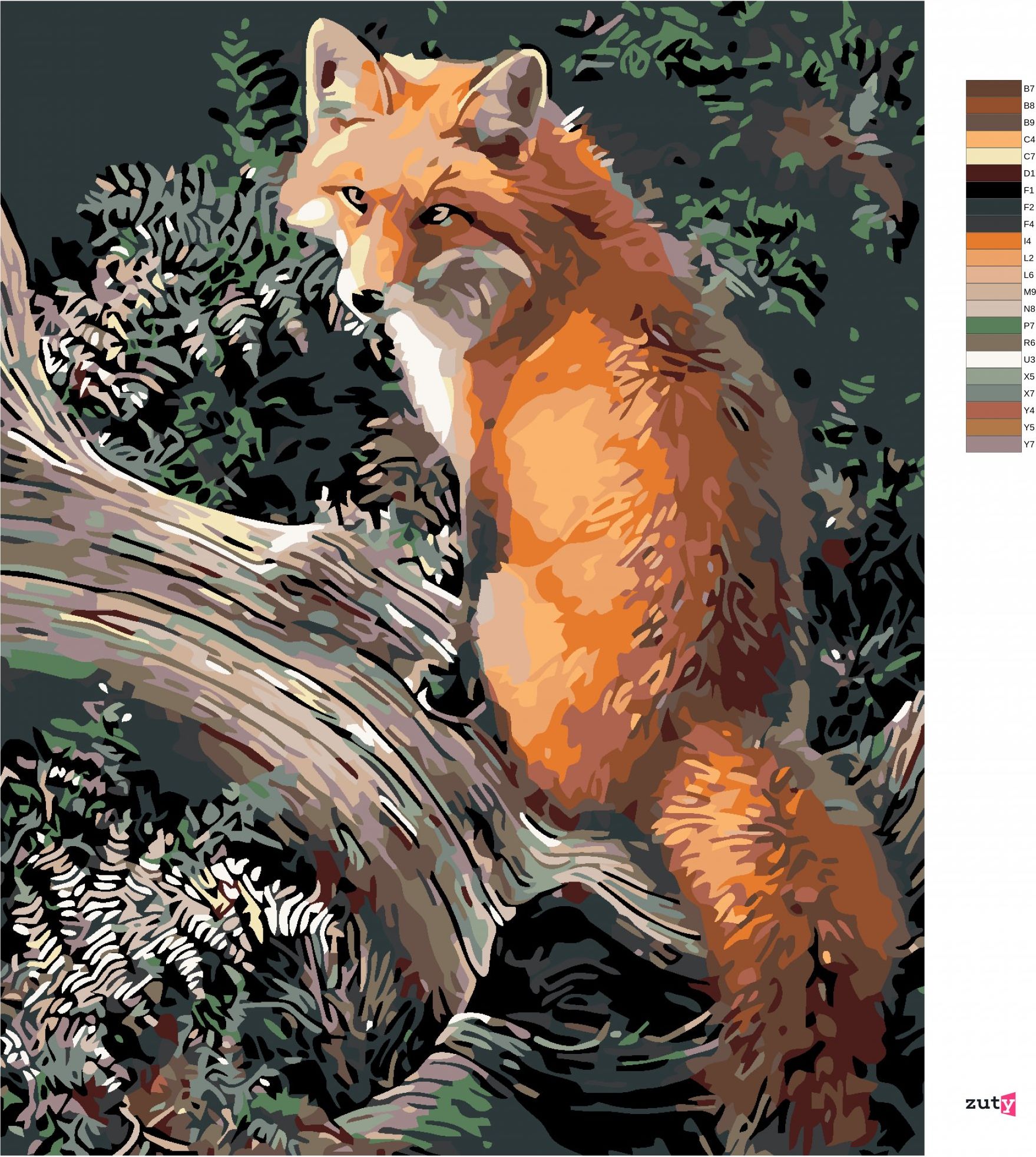 zuty Malování podle čísel - LIŠKA - Rozměr: 40x50 cm, Rámování: Varianta: bez rámu a bez vypnutí plátna - obrázek 4