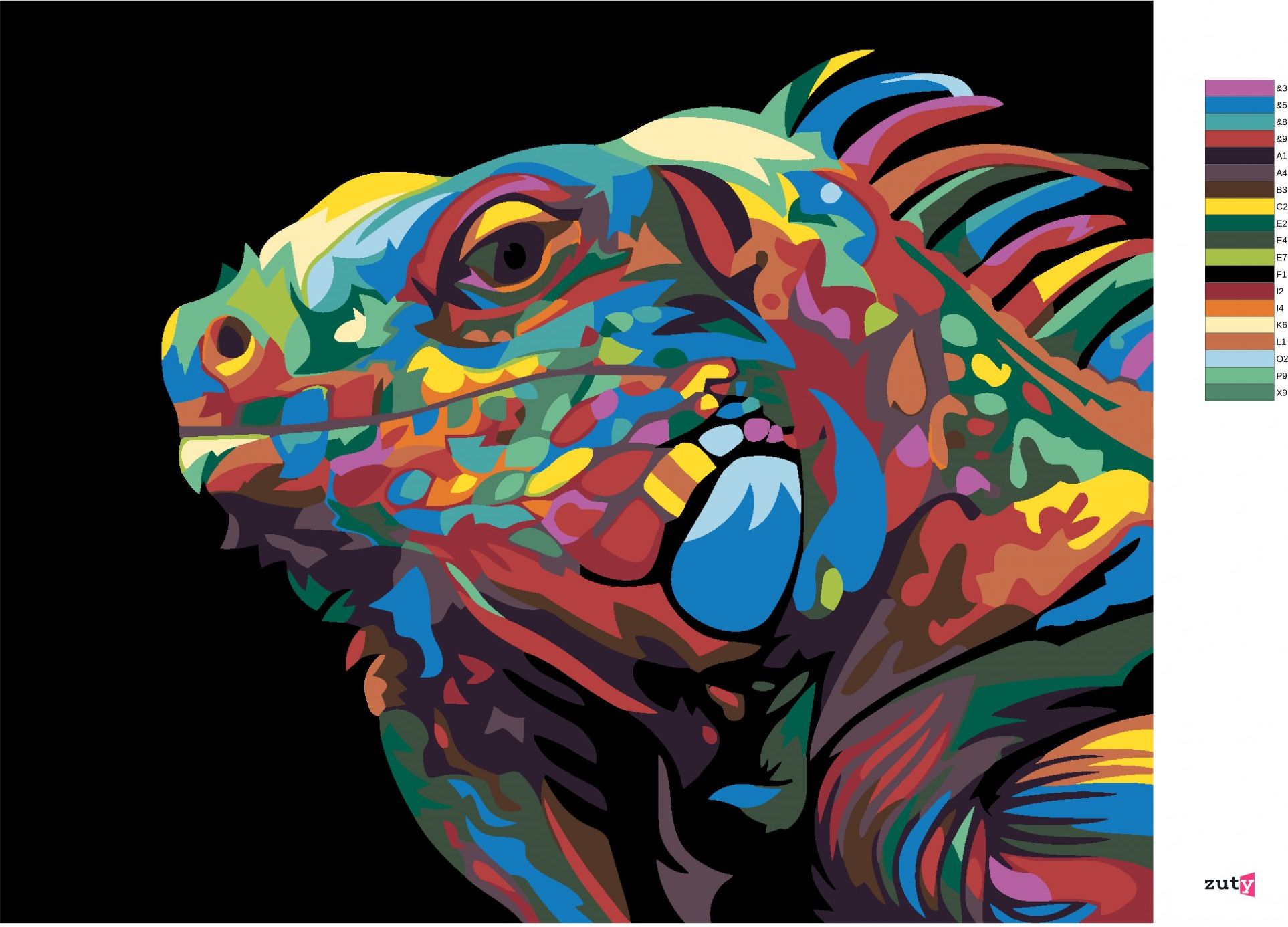 zuty Malování podle čísel - LEGUÁN - Rozměr: 40x50 cm, Rámování: Varianta: bez rámu a bez vypnutí plátna - obrázek 5