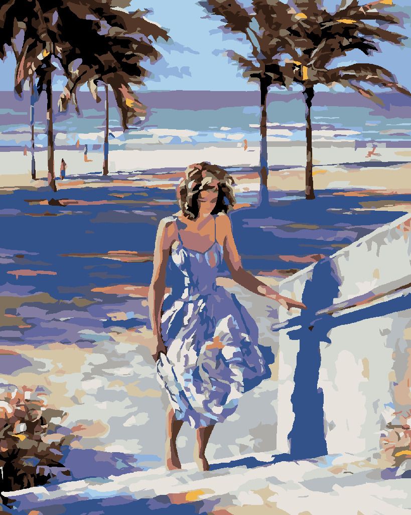 zuty Malování podle čísel - KDYŽ JDE ŽENA Z PLÁŽE - Rozměr: 40x50 cm, Rámování: Varianta: bez rámu a bez vypnutí plátna - obrázek 3