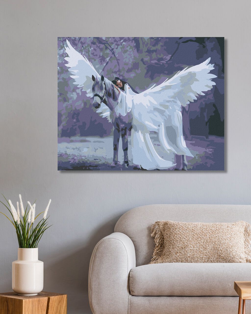 zuty Malování podle čísel - ANDĚL NA JEDNOROŽCI - Rozměr: 40x50 cm, Rámování: Varianta: vypnuté plátno na rám - obrázek 8