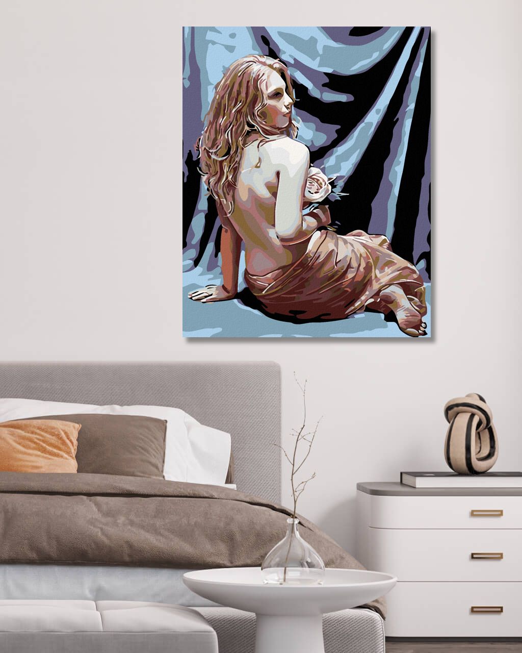 zuty Malování podle čísel - SEDÍCÍ ŽENA S RŮŽÍ - Rozměr: 40x50 cm, Rámování: Varianta: bez rámu a bez vypnutí plátna - obrázek 6