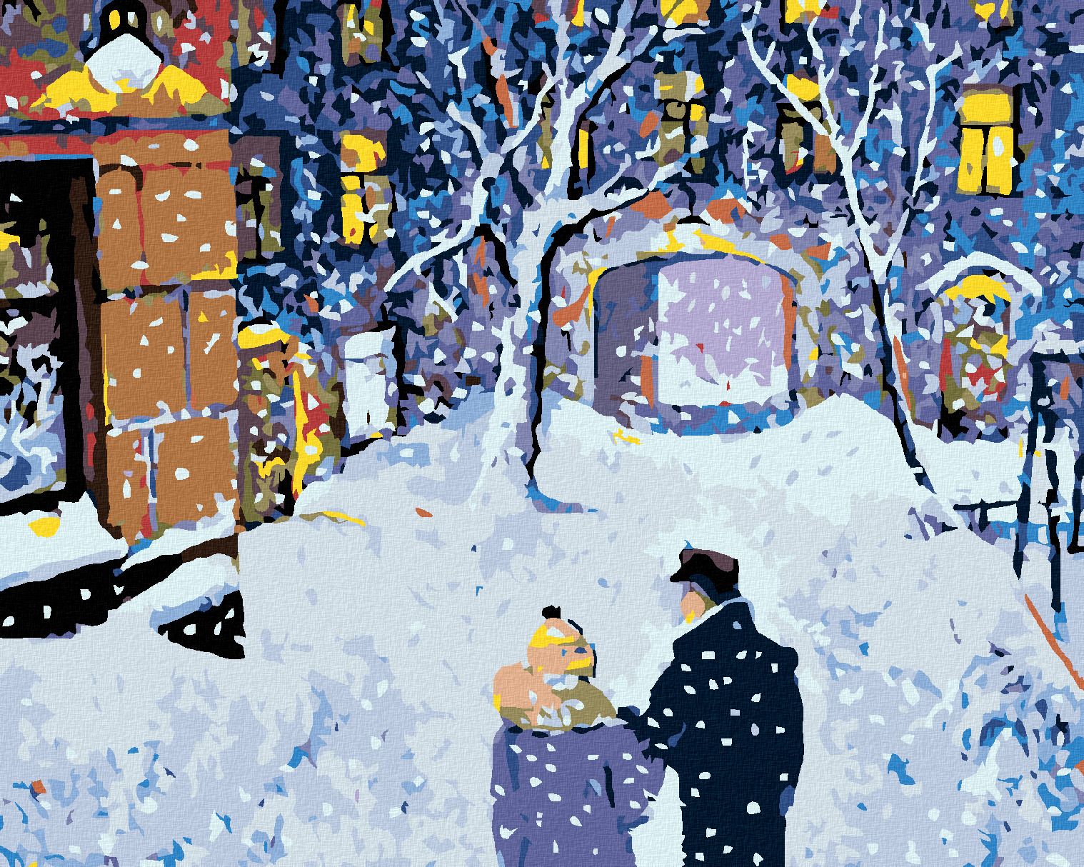 zuty Malování podle čísel - ZIMNÍ PROCHÁZKA VE DVOU - Rozměr: 40x50 cm, Rámování: Varianta: bez rámu a bez vypnutí plátna - obrázek 1
