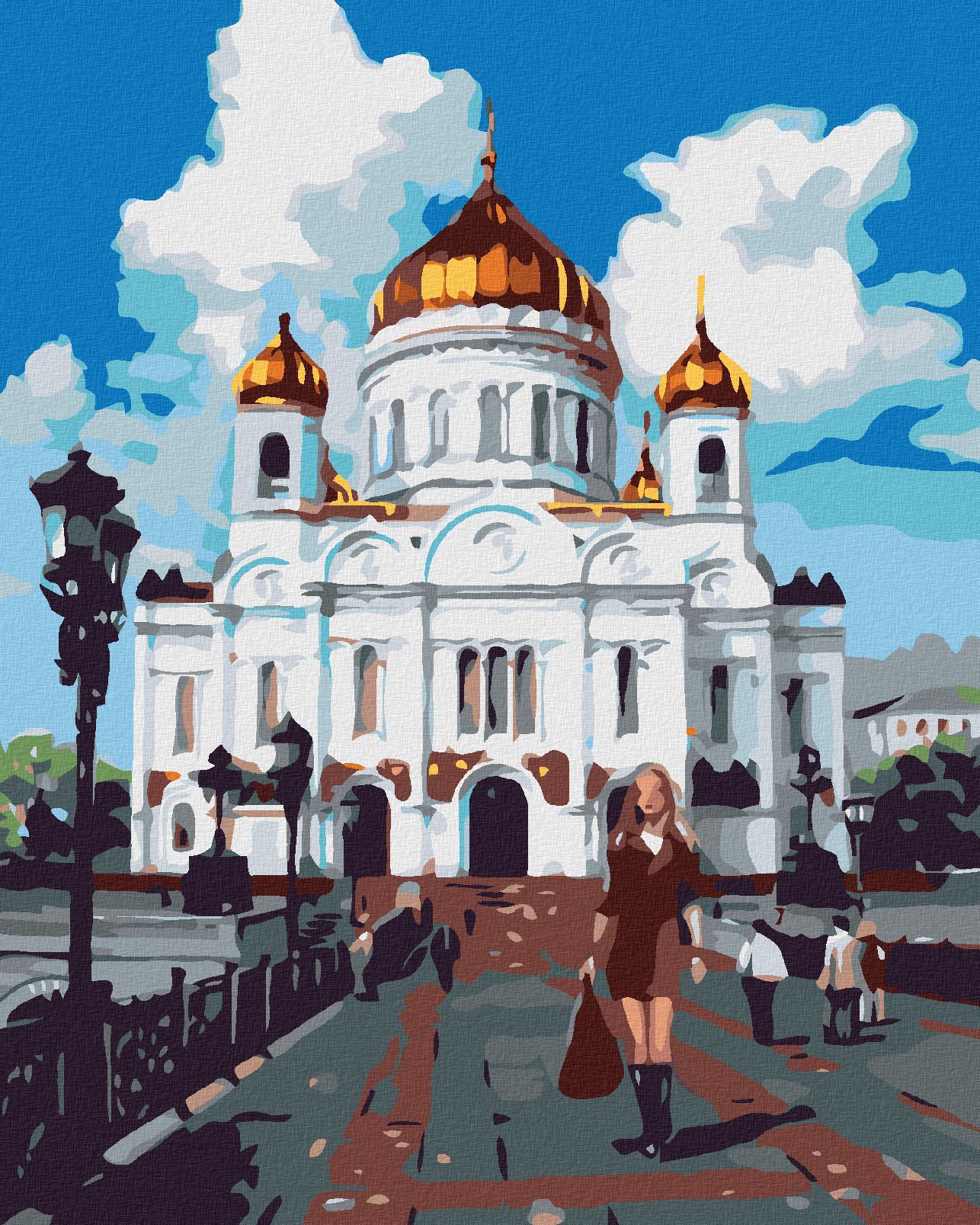 zuty Malování podle čísel - ŽENA PŘED CHRÁMEM - Rozměr: 40x50 cm, Rámování: Varianta: vypnuté plátno na rám - obrázek 1