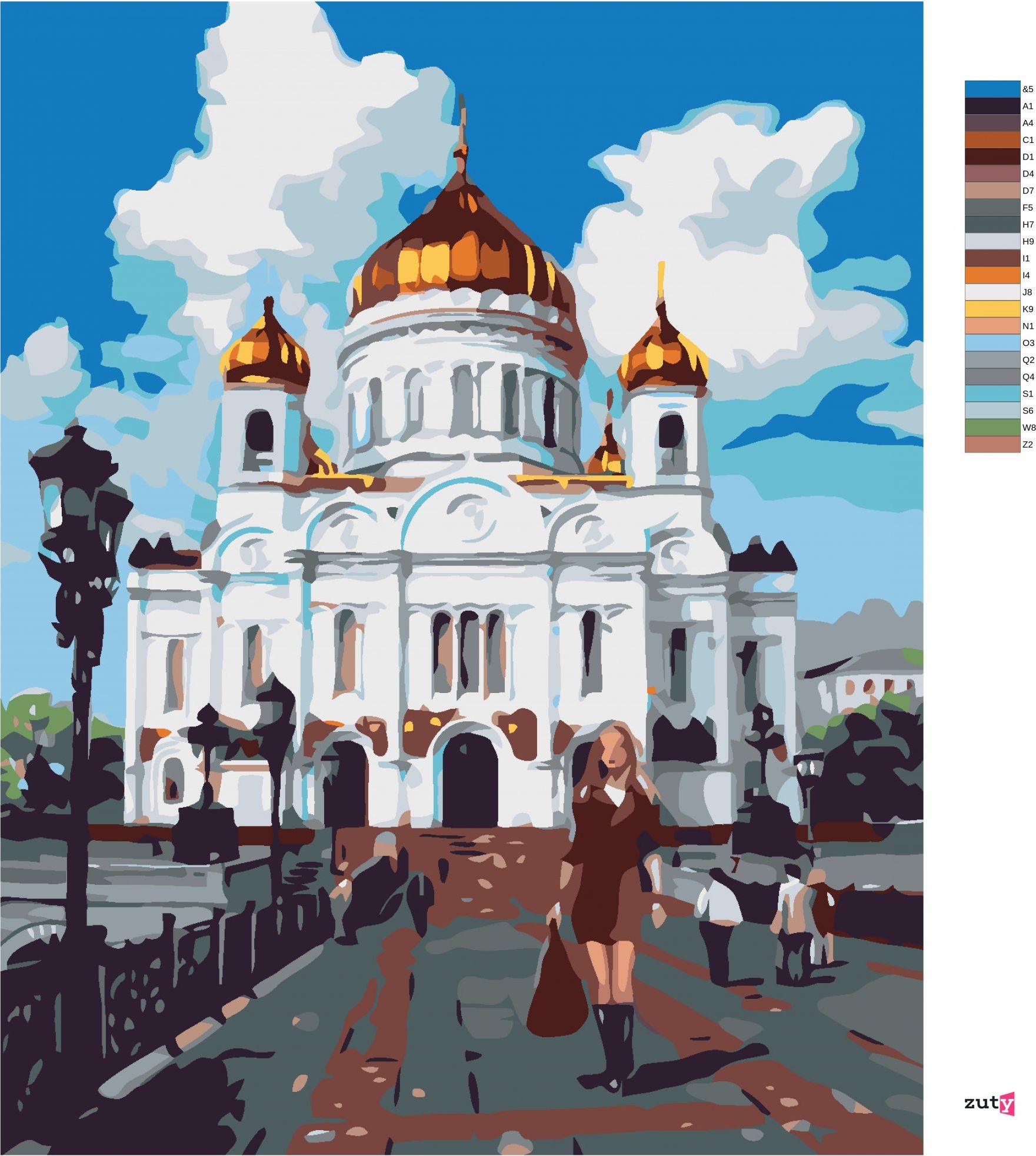 zuty Malování podle čísel - ŽENA PŘED CHRÁMEM - Rozměr: 40x50 cm, Rámování: Varianta: vypnuté plátno na rám - obrázek 6