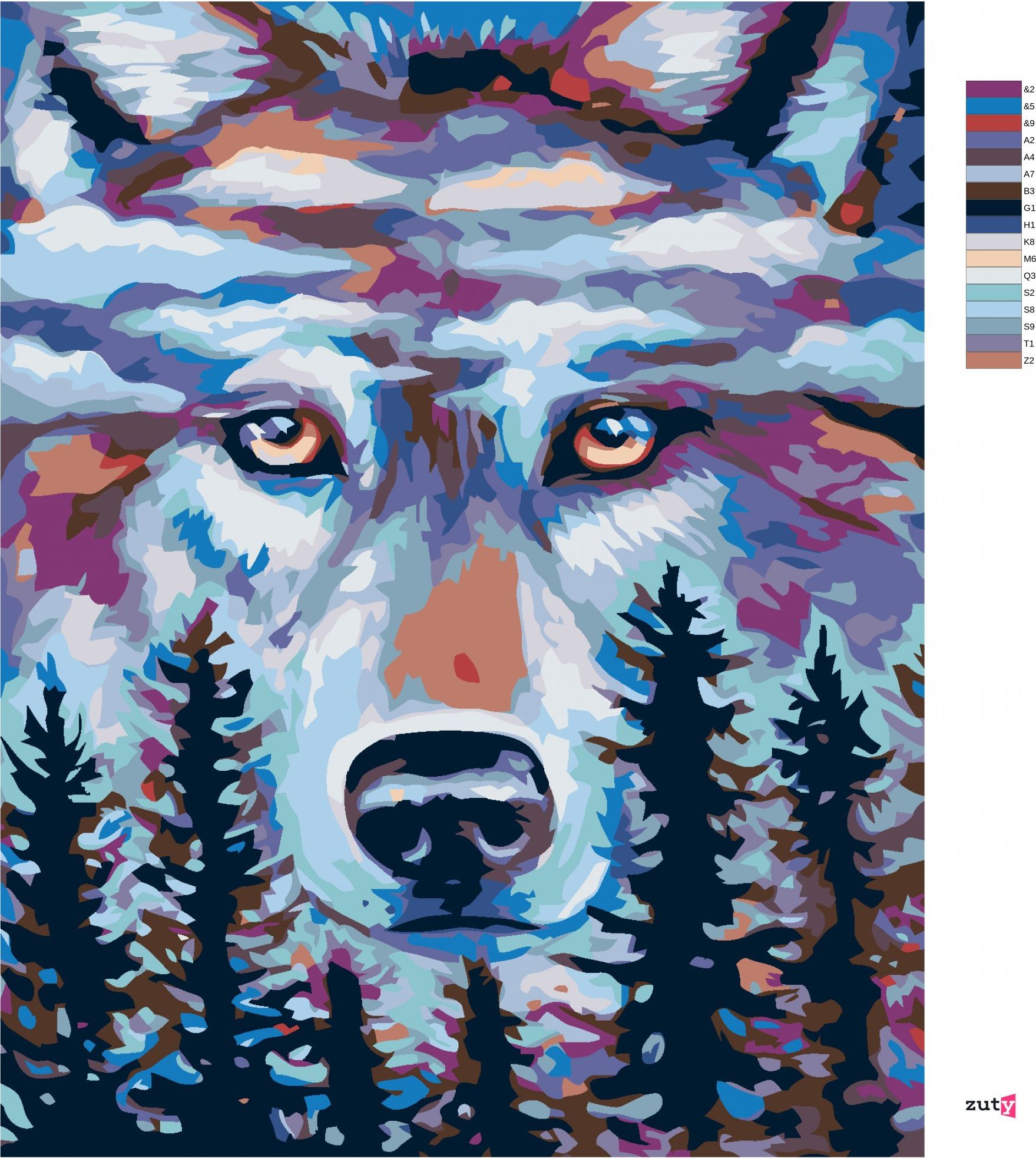 zuty Malování podle čísel - VLK STRÁŽCE LESŮ - Rozměr: 40x50 cm, Rámování: Varianta: bez rámu a bez vypnutí plátna - obrázek 10