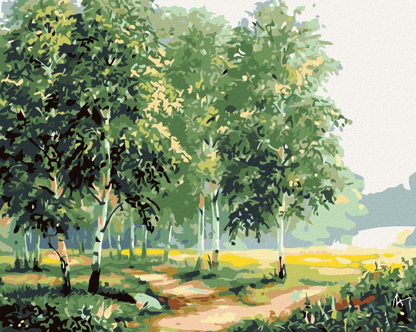zuty Malování podle čísel - BŘÍZY U CESTY II - Rozměr: 40x50 cm, Rámování: Varianta: vypnuté plátno na rám - obrázek 1