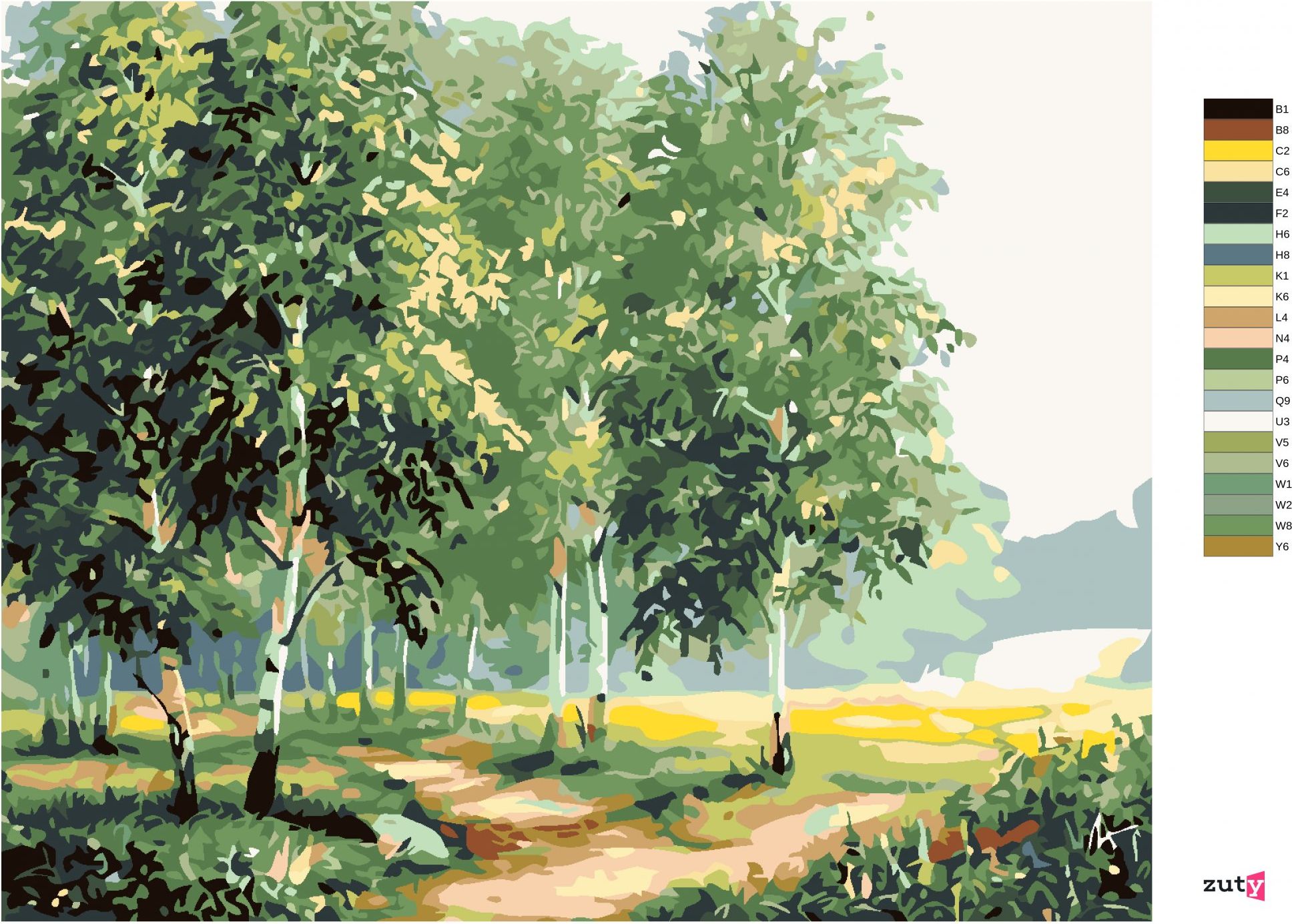 zuty Malování podle čísel - BŘÍZY U CESTY II - Rozměr: 40x50 cm, Rámování: Varianta: vypnuté plátno na rám - obrázek 6