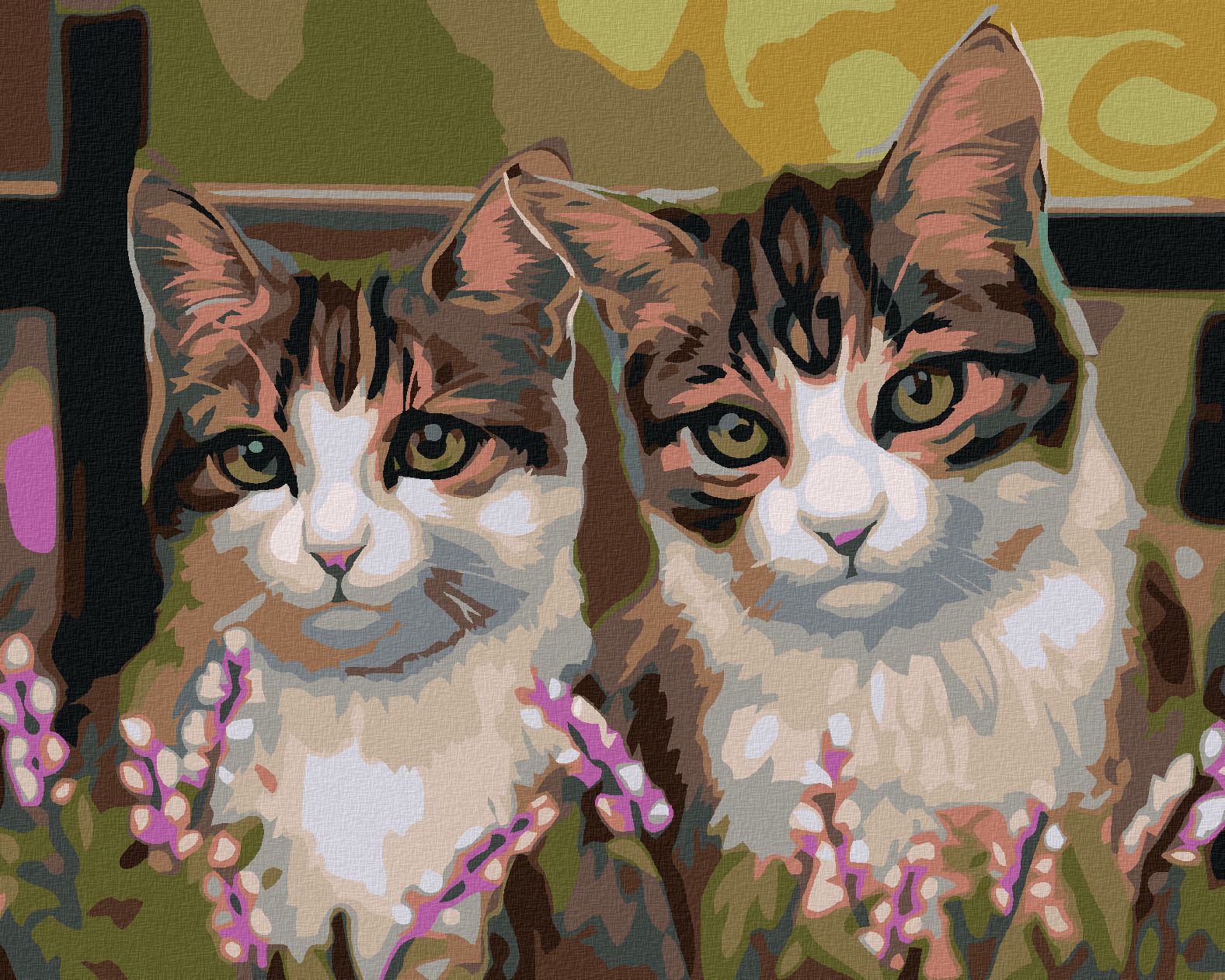 zuty Malování podle čísel - KOČKY V TRÁVĚ - Rozměr: 40x50 cm, Rámování: Varianta: vypnuté plátno na rám - obrázek 1