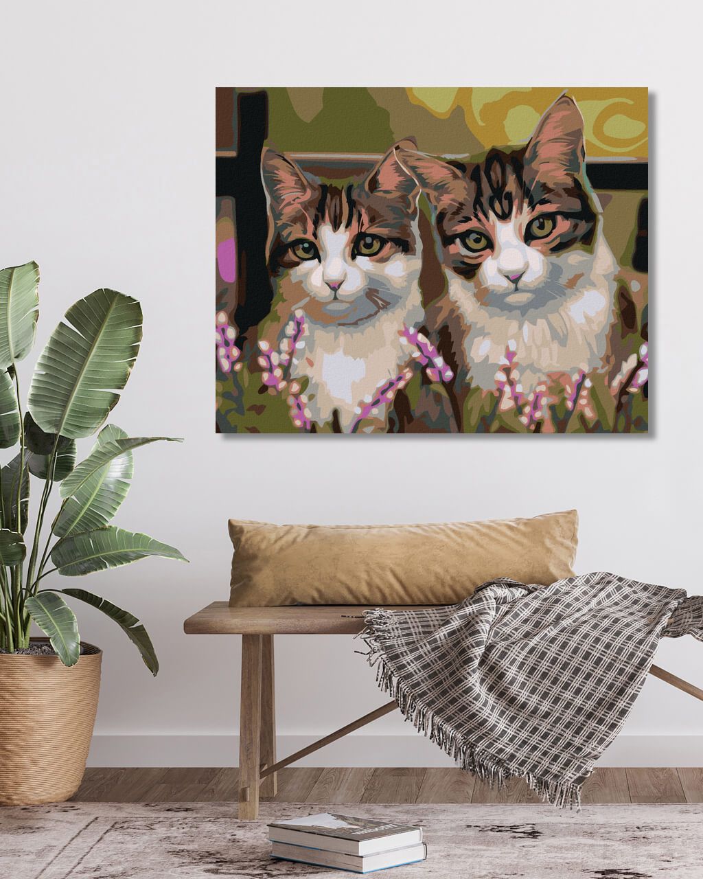 zuty Malování podle čísel - KOČKY V TRÁVĚ - Rozměr: 40x50 cm, Rámování: Varianta: vypnuté plátno na rám - obrázek 3