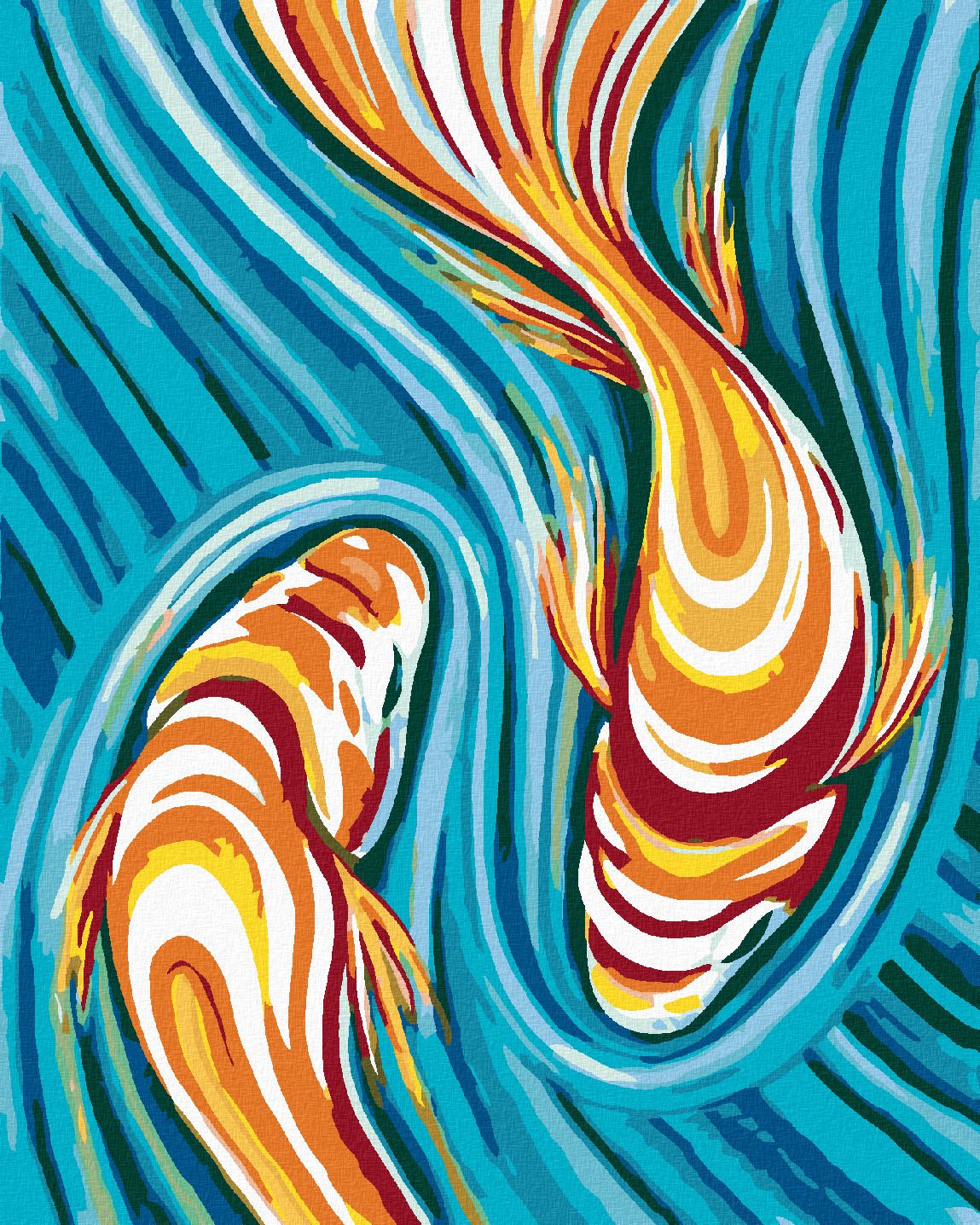 zuty Malování podle čísel - RYBKY UKRYTÉ V MALBĚ - Rozměr: 40x50 cm, Rámování: Varianta: bez rámu a bez vypnutí plátna - obrázek 1