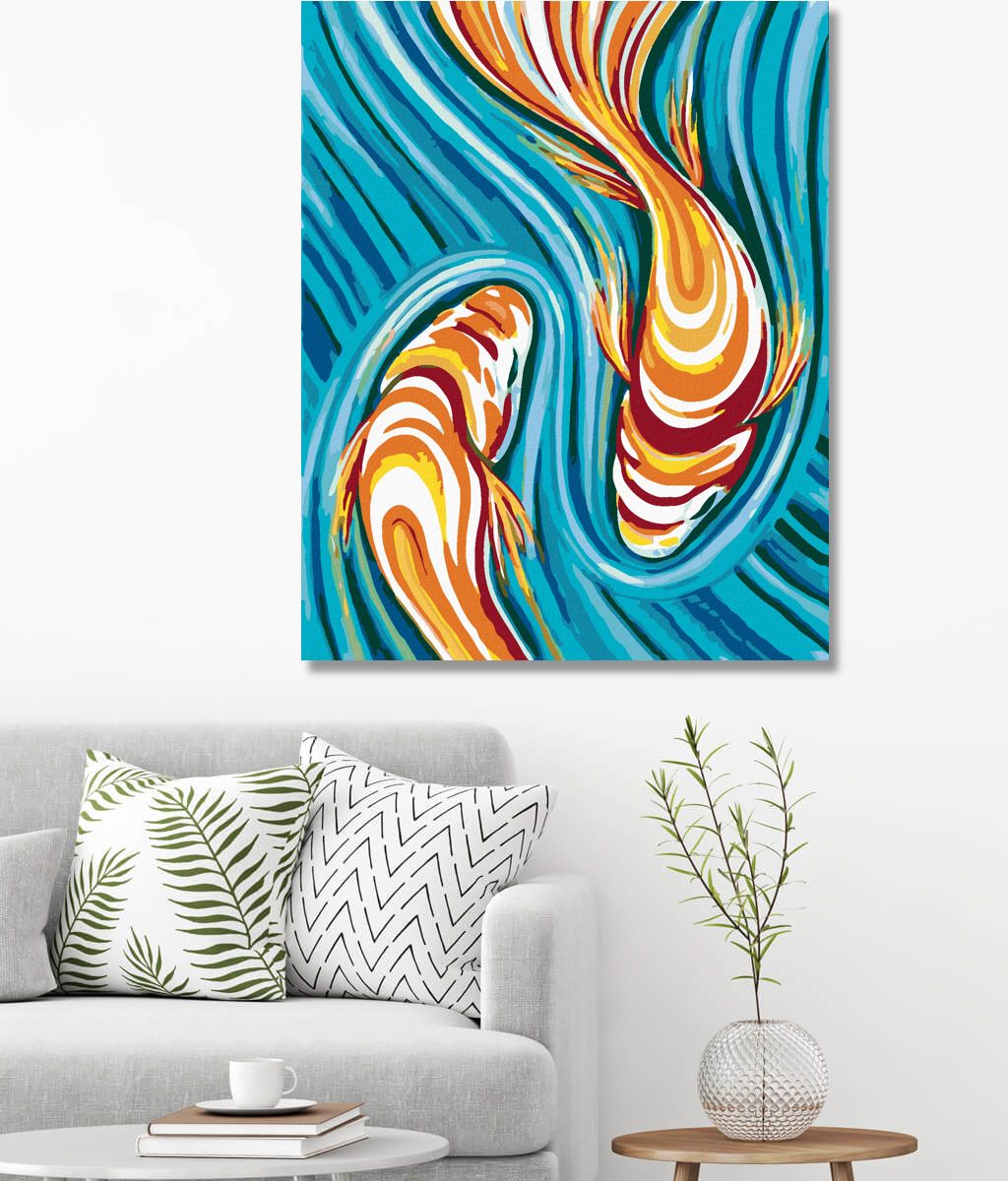 zuty Malování podle čísel - RYBKY UKRYTÉ V MALBĚ - Rozměr: 40x50 cm, Rámování: Varianta: vypnuté plátno na rám - obrázek 6