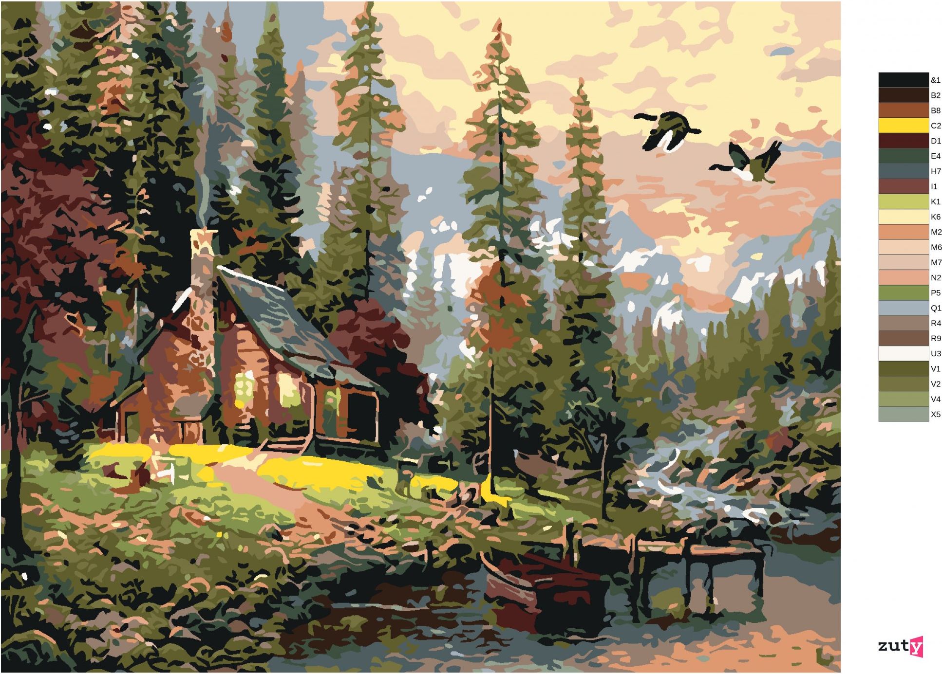 zuty Malování podle čísel - NOVÝ SRUB - Rozměr: 40x50 cm, Rámování: Varianta: bez rámu a bez vypnutí plátna - obrázek 9