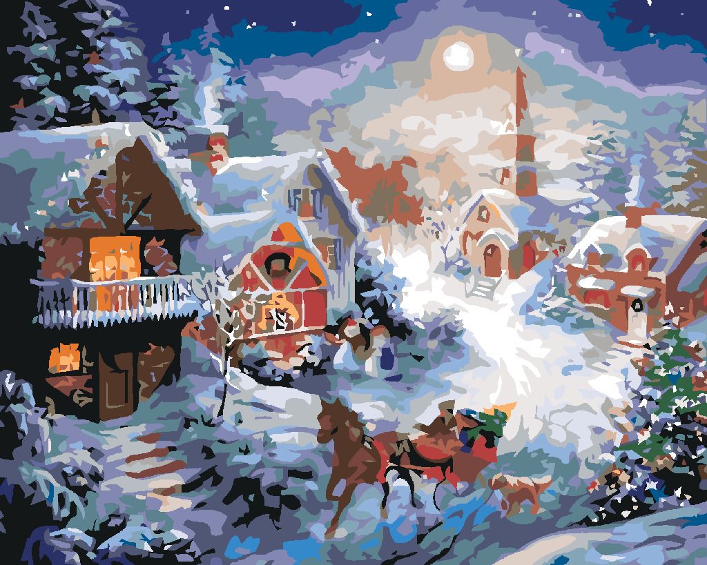 zuty Malování podle čísel - JEDEME NA SANÍCH - Rozměr: 40x50 cm, Rámování: Varianta: vypnuté plátno na rám - obrázek 6