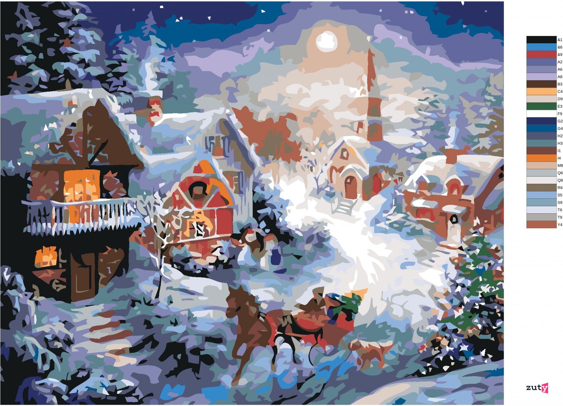 zuty Malování podle čísel - JEDEME NA SANÍCH - Rozměr: 40x50 cm, Rámování: Varianta: vypnuté plátno na rám - obrázek 10