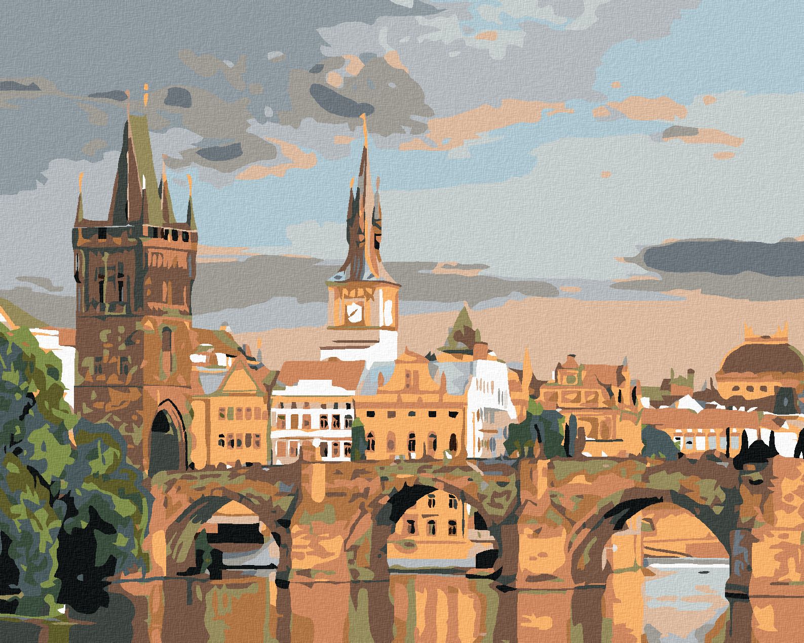 zuty Malování podle čísel - POHLED NA KARLŮV MOST - Rozměr: 40x50 cm, Rámování: Varianta: vypnuté plátno na rám - obrázek 1