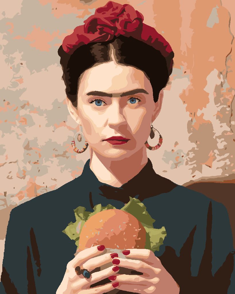 zuty Malování podle čísel - FRIDA KAHLO A HAMBURGER - Rozměr: 40x50 cm, Rámování: Varianta: vypnuté plátno na rám - obrázek 7