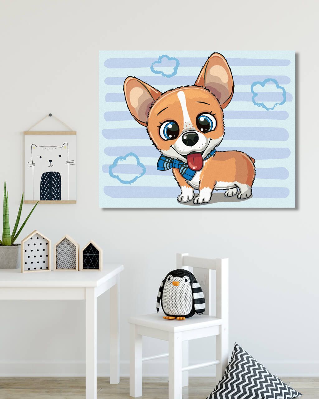 zuty Malování podle čísel - ROZTOMILÝ PES S MOTÝLKEM - Rozměr: 40x50 cm, Rámování: Varianta: vypnuté plátno na rám - obrázek 8