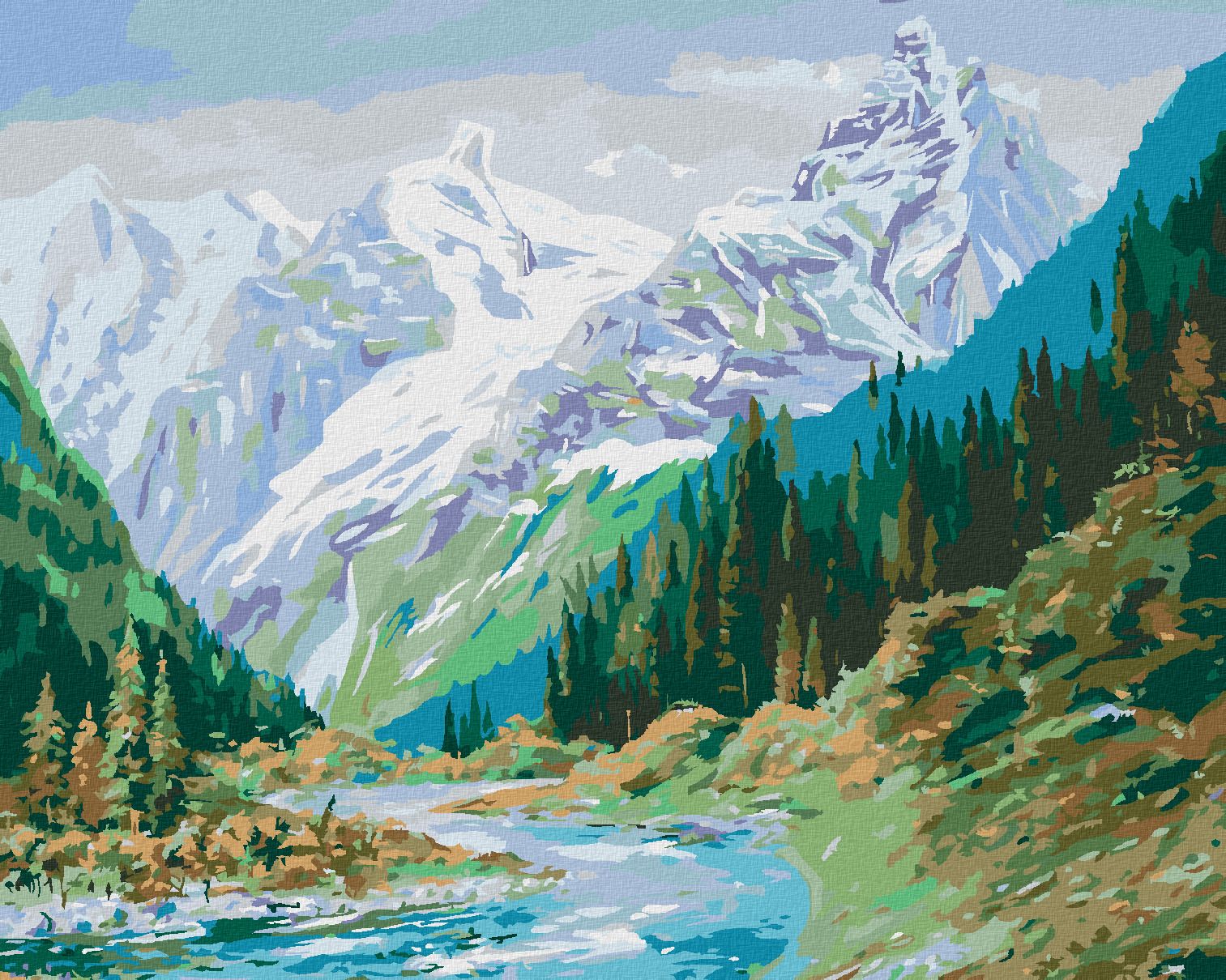 zuty Malování podle čísel - HORY NA KAVKAZE - Rozměr: 40x50 cm, Rámování: Varianta: bez rámu a bez vypnutí plátna - obrázek 1