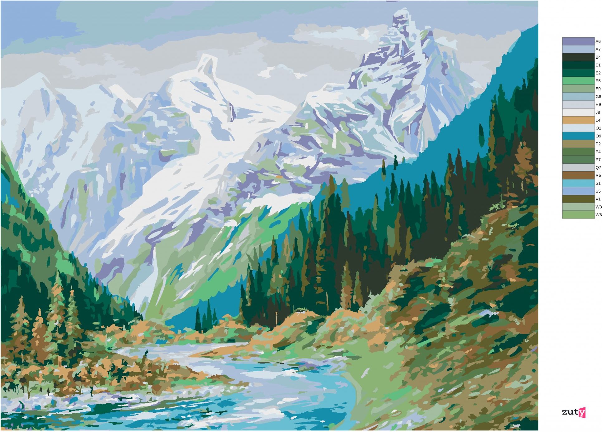zuty Malování podle čísel - HORY NA KAVKAZE - Rozměr: 40x50 cm, Rámování: Varianta: bez rámu a bez vypnutí plátna - obrázek 7