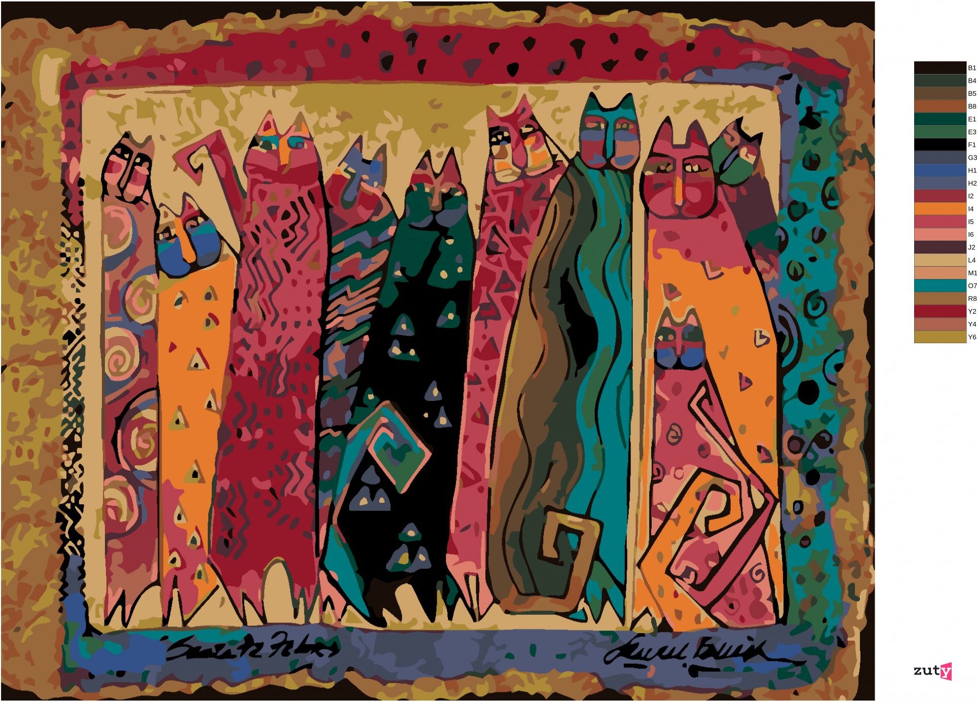 zuty Malování podle čísel - KOČKY NA ZLATÉM POZADÍ - Rozměr: 40x50 cm, Rámování: Varianta: vypnuté plátno na rám - obrázek 8