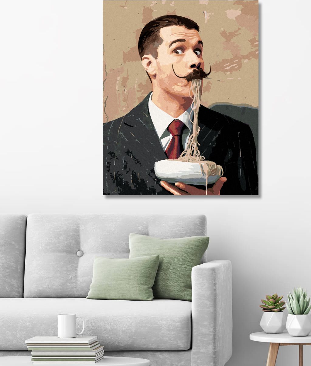 zuty Malování podle čísel - SALVADOR DALÍ A ŠPAGETY - Rozměr: 40x50 cm, Rámování: Varianta: vypnuté plátno na rám - obrázek 5
