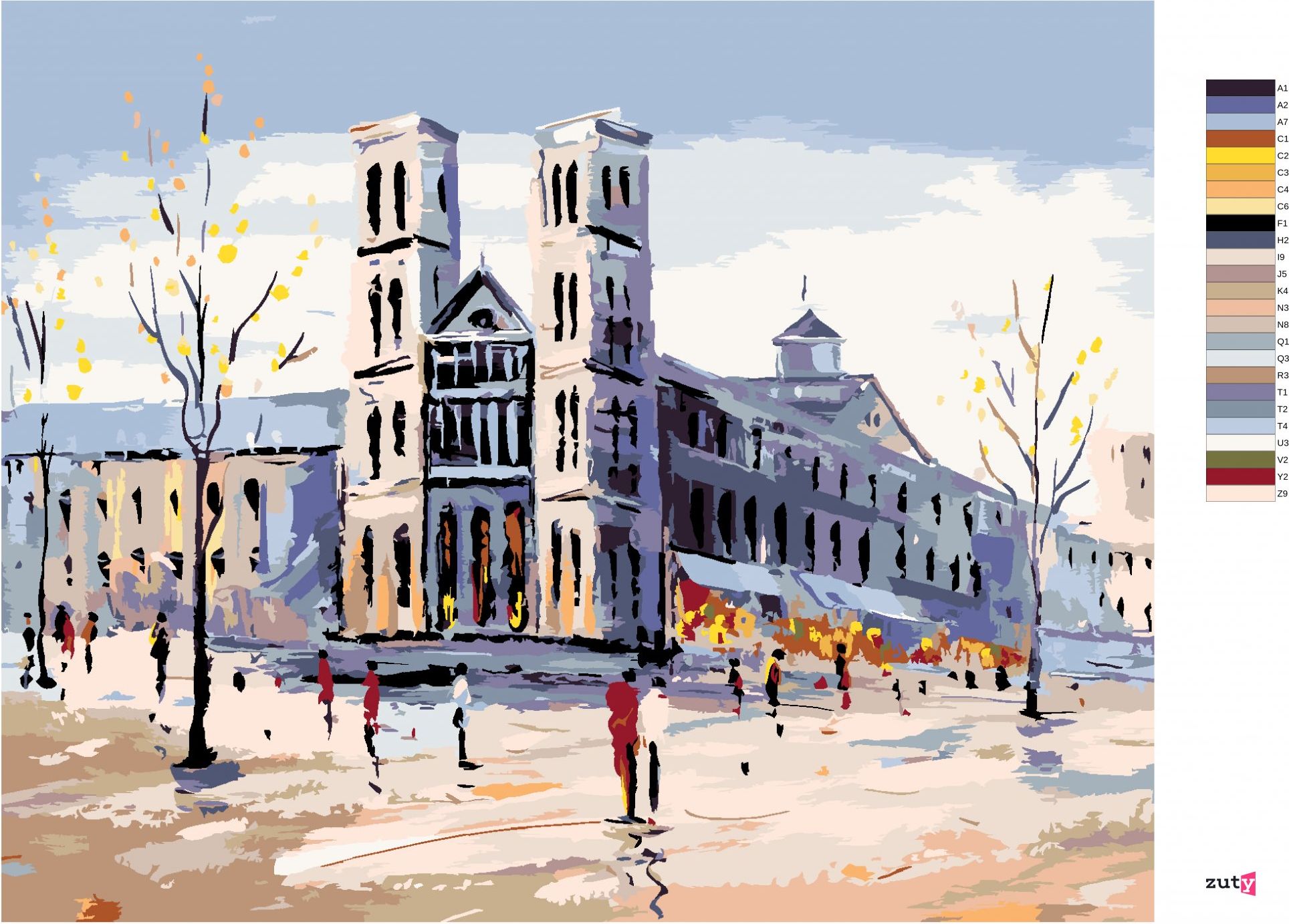 zuty Malování podle čísel - NOTRE-DAME V PAŘÍŽI - Rozměr: 40x50 cm, Rámování: Varianta: vypnuté plátno na rám - obrázek 9