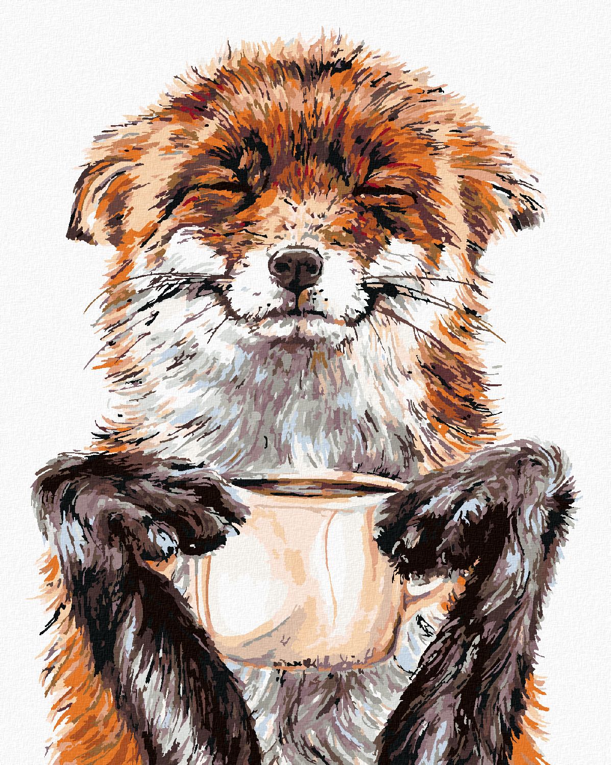 zuty Malování podle čísel - LIŠKA A KÁVA (HOLLY SIMENTAL) - Rozměr: 40x50 cm, Rámování: Varianta: vypnuté plátno na rám - obrázek 1