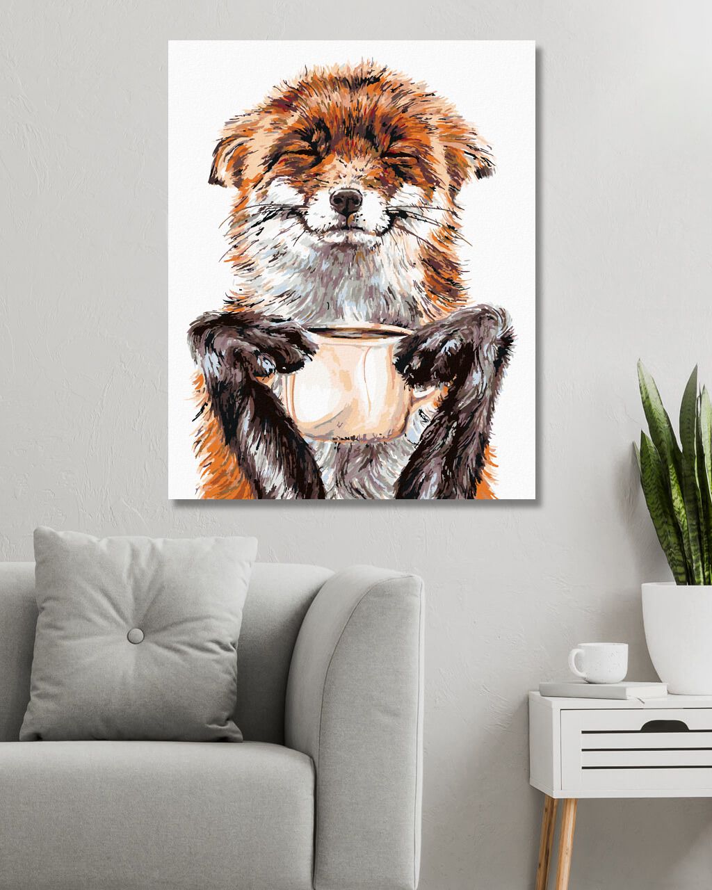 zuty Malování podle čísel - LIŠKA A KÁVA (HOLLY SIMENTAL) - Rozměr: 40x50 cm, Rámování: Varianta: vypnuté plátno na rám - obrázek 4