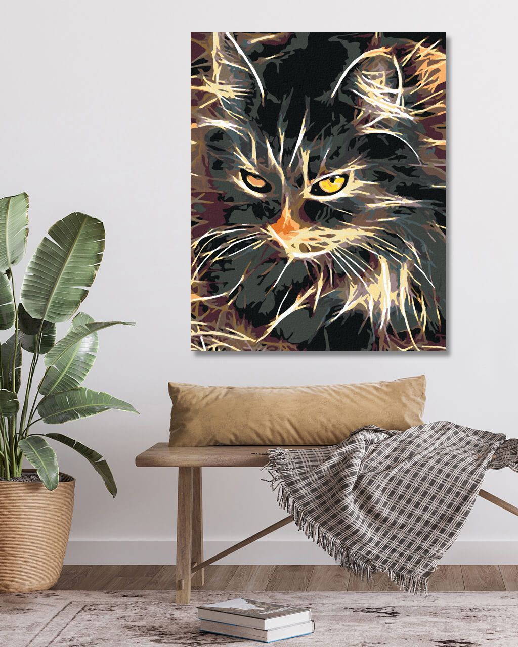 zuty Malování podle čísel - NÁDHERNĚ DVOUBAREVNÁ KOČKA - Rozměr: 40x50 cm, Rámování: Varianta: vypnuté plátno na rám - obrázek 4