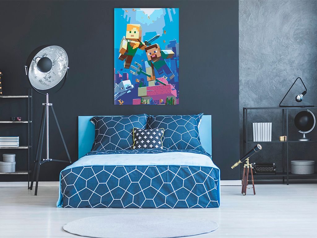 zuty Malování podle čísel - MINECRAFT - POD VODOU - Rozměr: 40x50 cm, Rámování: Varianta: bez rámu a bez vypnutí plátna - obrázek 2