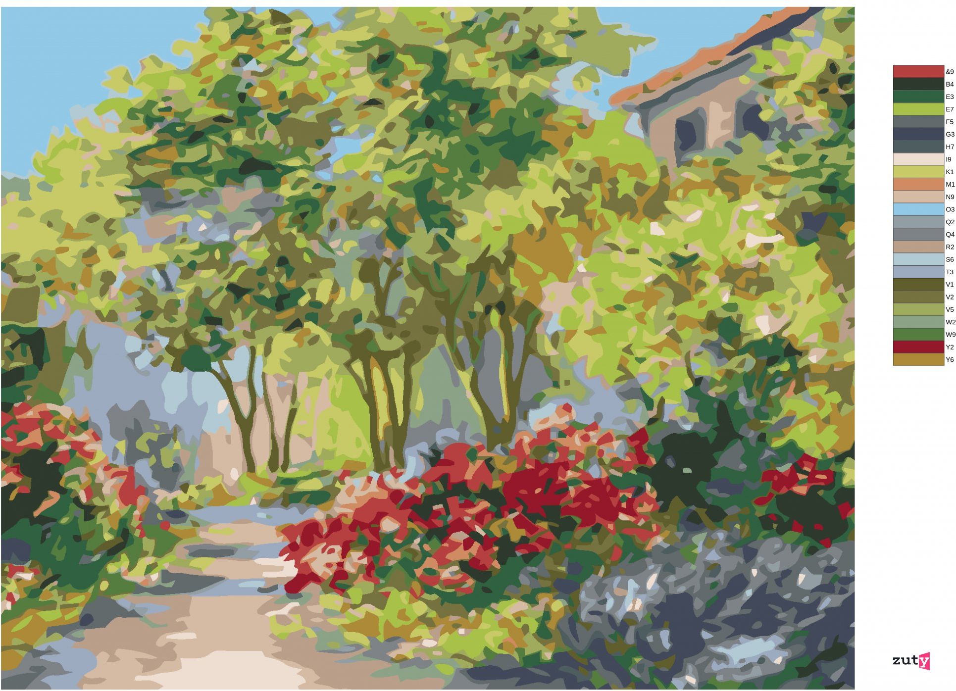 zuty Malování podle čísel - DŮM V LETNÍM LESE - Rozměr: 40x50 cm, Rámování: Varianta: bez rámu a bez vypnutí plátna - obrázek 3