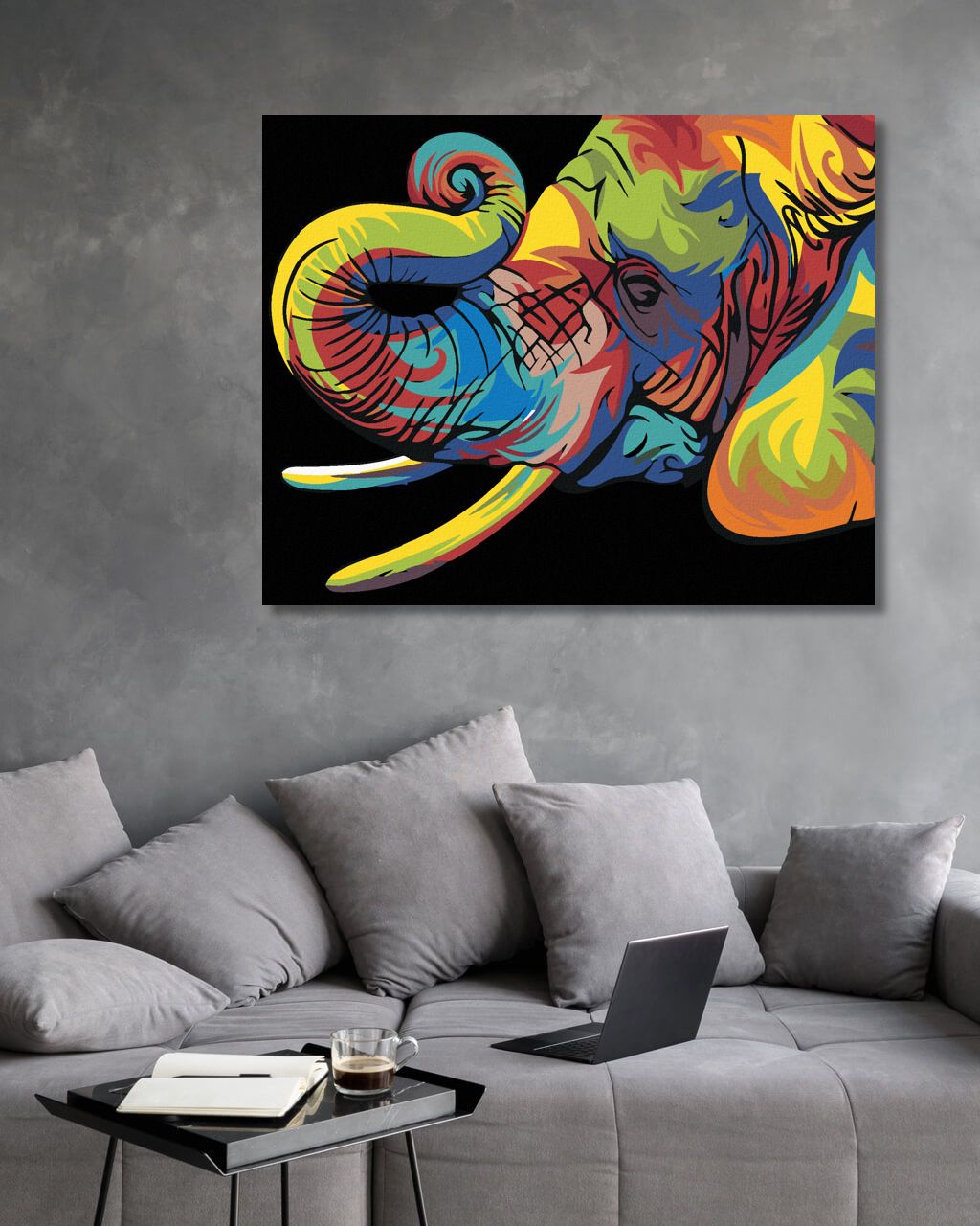 zuty Malování podle čísel - BAREVNÝ SLON I - Rozměr: 40x50 cm, Rámování: Varianta: vypnuté plátno na rám - obrázek 2