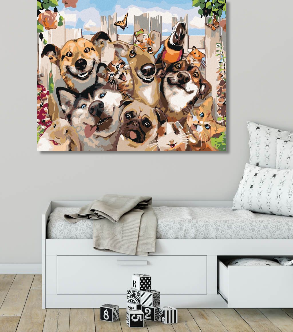 zuty Malování podle čísel - VESELÁ ZVÍŘATA - Rozměr: 40x50 cm, Rámování: Varianta: bez rámu a bez vypnutí plátna - obrázek 2