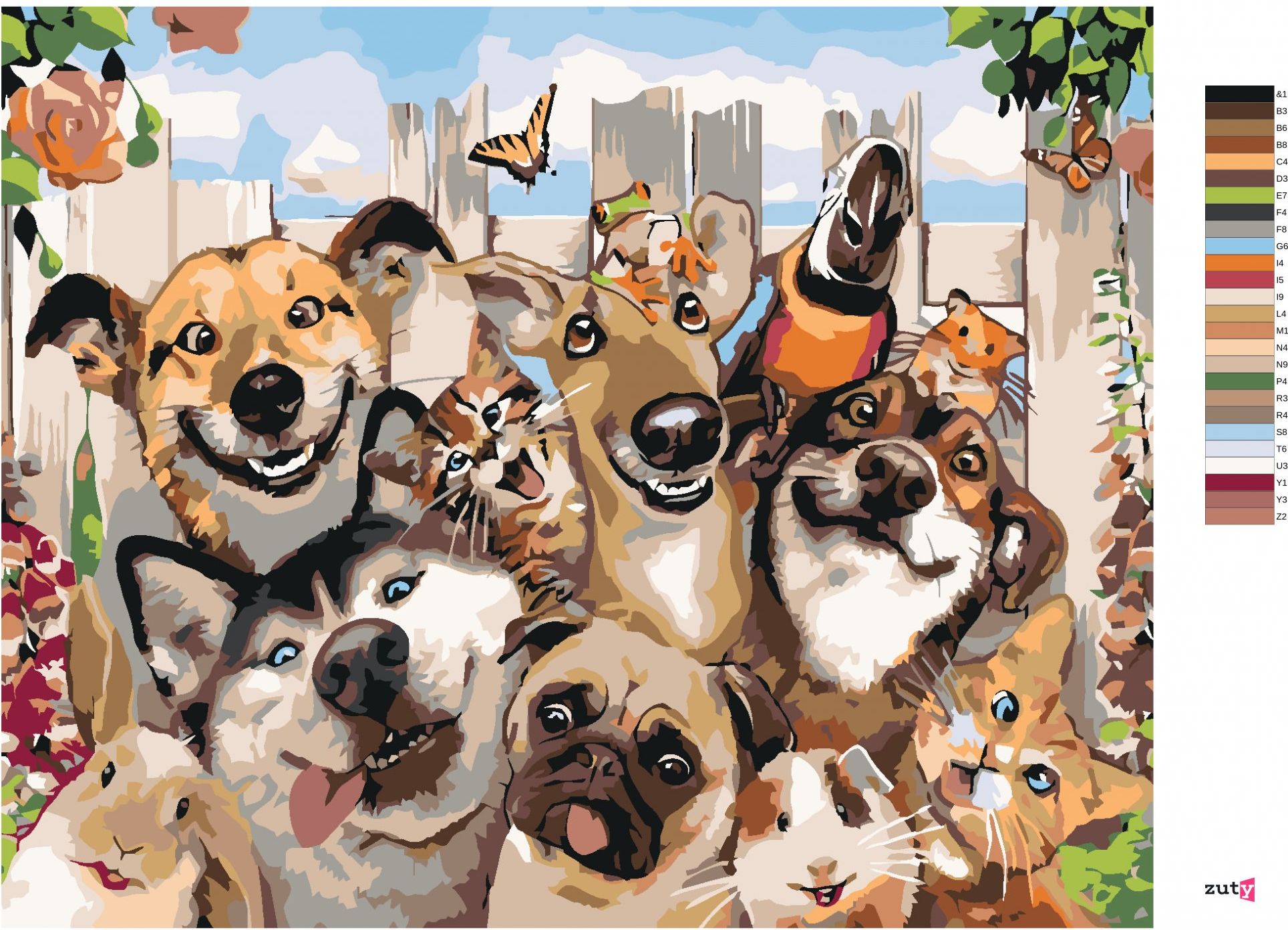 zuty Malování podle čísel - VESELÁ ZVÍŘATA - Rozměr: 40x50 cm, Rámování: Varianta: bez rámu a bez vypnutí plátna - obrázek 6