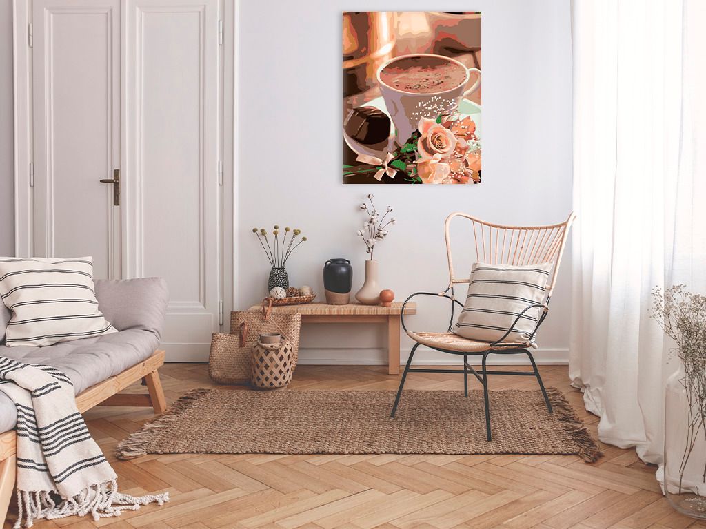 zuty Malování podle čísel - HORKÁ ČOKOLÁDA A KYTIČKA RŮŽÍ - Rozměr: 40x50 cm, Rámování: Varianta: bez rámu a bez vypnutí plátna - obrázek 19