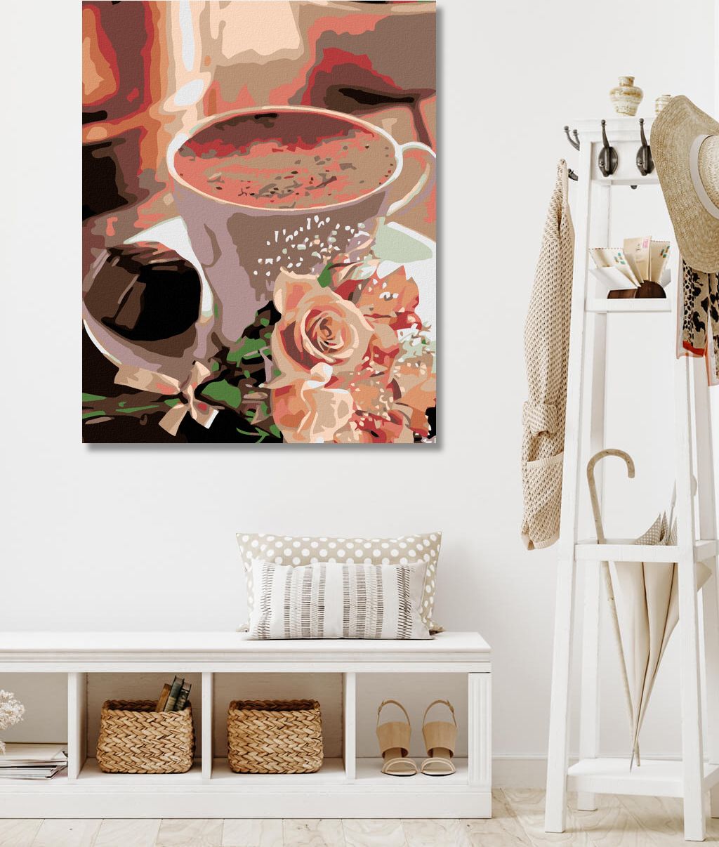 zuty Malování podle čísel - HORKÁ ČOKOLÁDA A KYTIČKA RŮŽÍ - Rozměr: 40x50 cm, Rámování: Varianta: vypnuté plátno na rám - obrázek 9