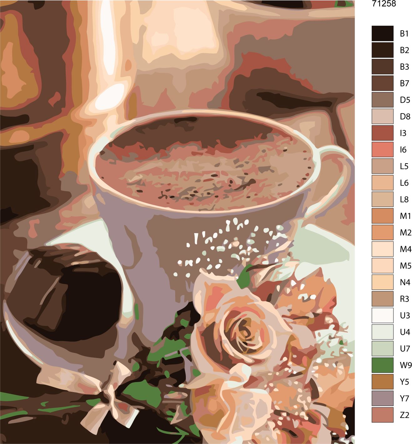 zuty Malování podle čísel - HORKÁ ČOKOLÁDA A KYTIČKA RŮŽÍ - Rozměr: 40x50 cm, Rámování: Varianta: vypnuté plátno na rám - obrázek 12
