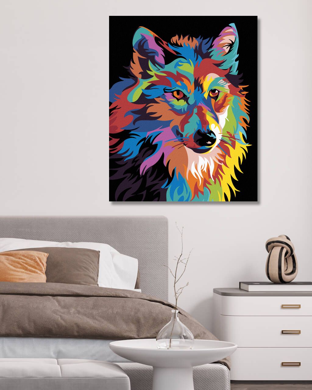 zuty Malování podle čísel - BAREVNÝ VLK - Rozměr: 40x50 cm, Rámování: Varianta: vypnuté plátno na rám - obrázek 9