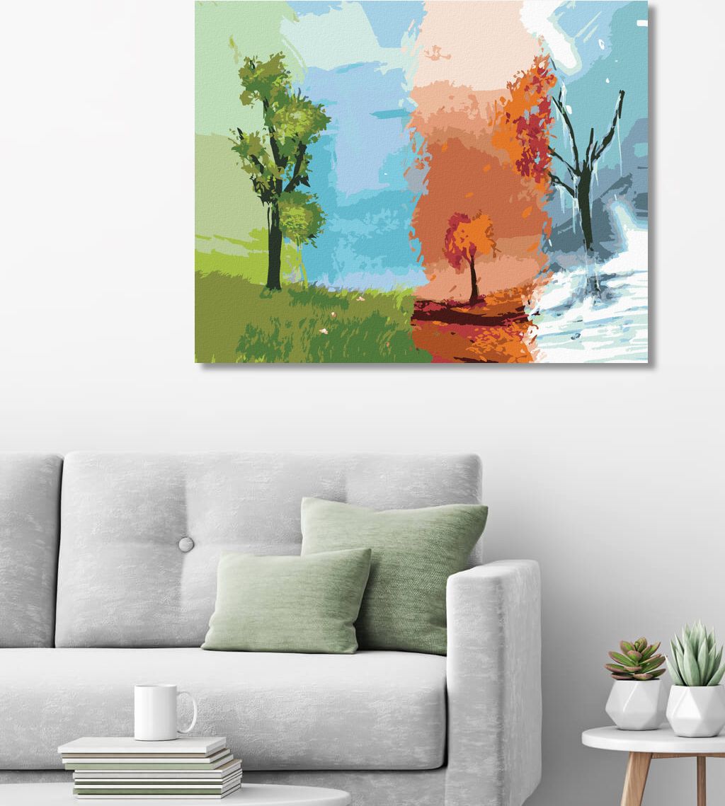zuty Malování podle čísel - JEDEN STROM - ČTYŘI ROČNÍ OBDOBÍ - Rozměr: 40x50 cm, Rámování: Varianta: bez rámu a bez vypnutí plátna - obrázek 4